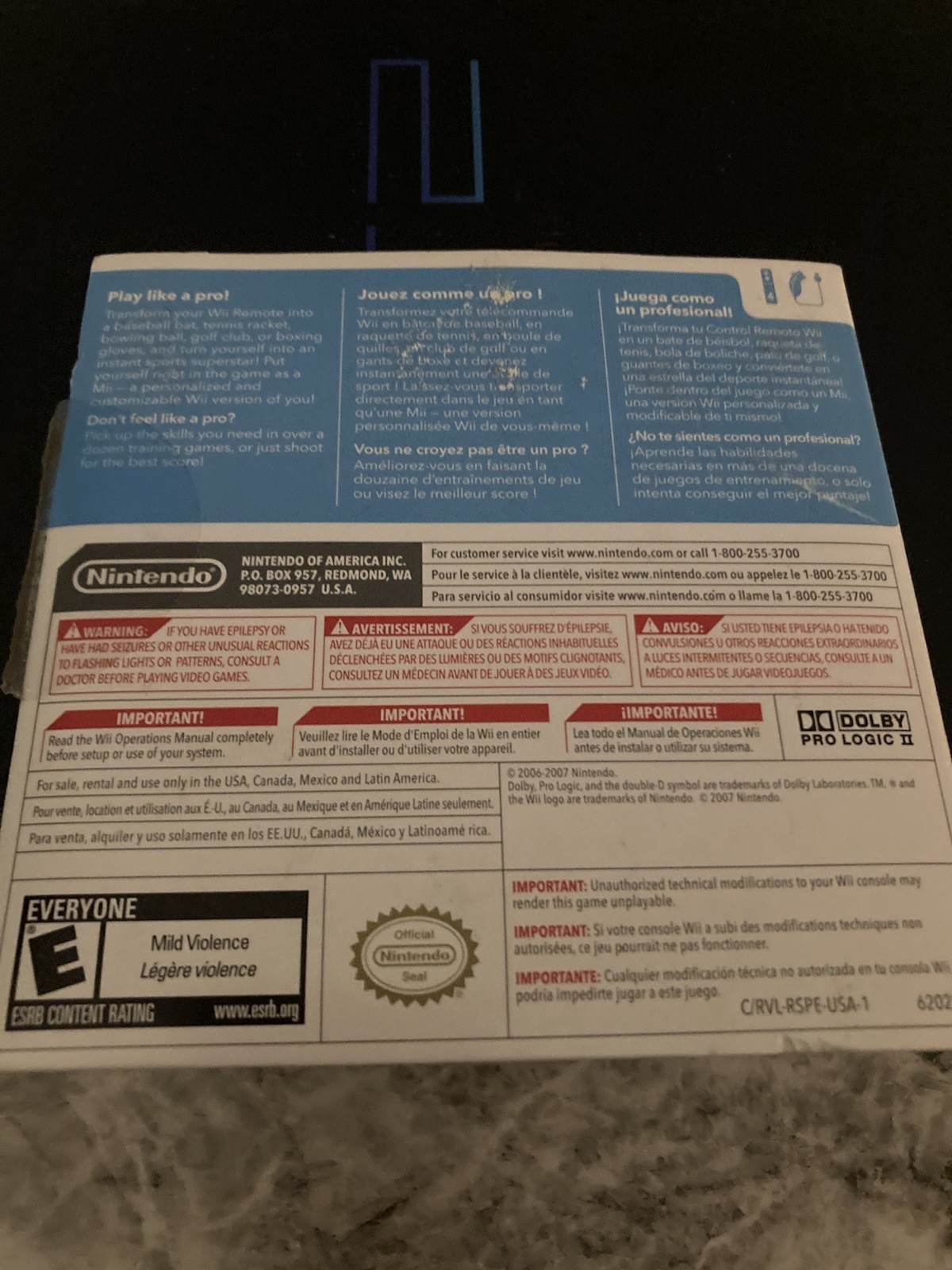 Nintendo Wii 2006 Sports Game W/ Cardboard Sleeve, Disc & Manual
