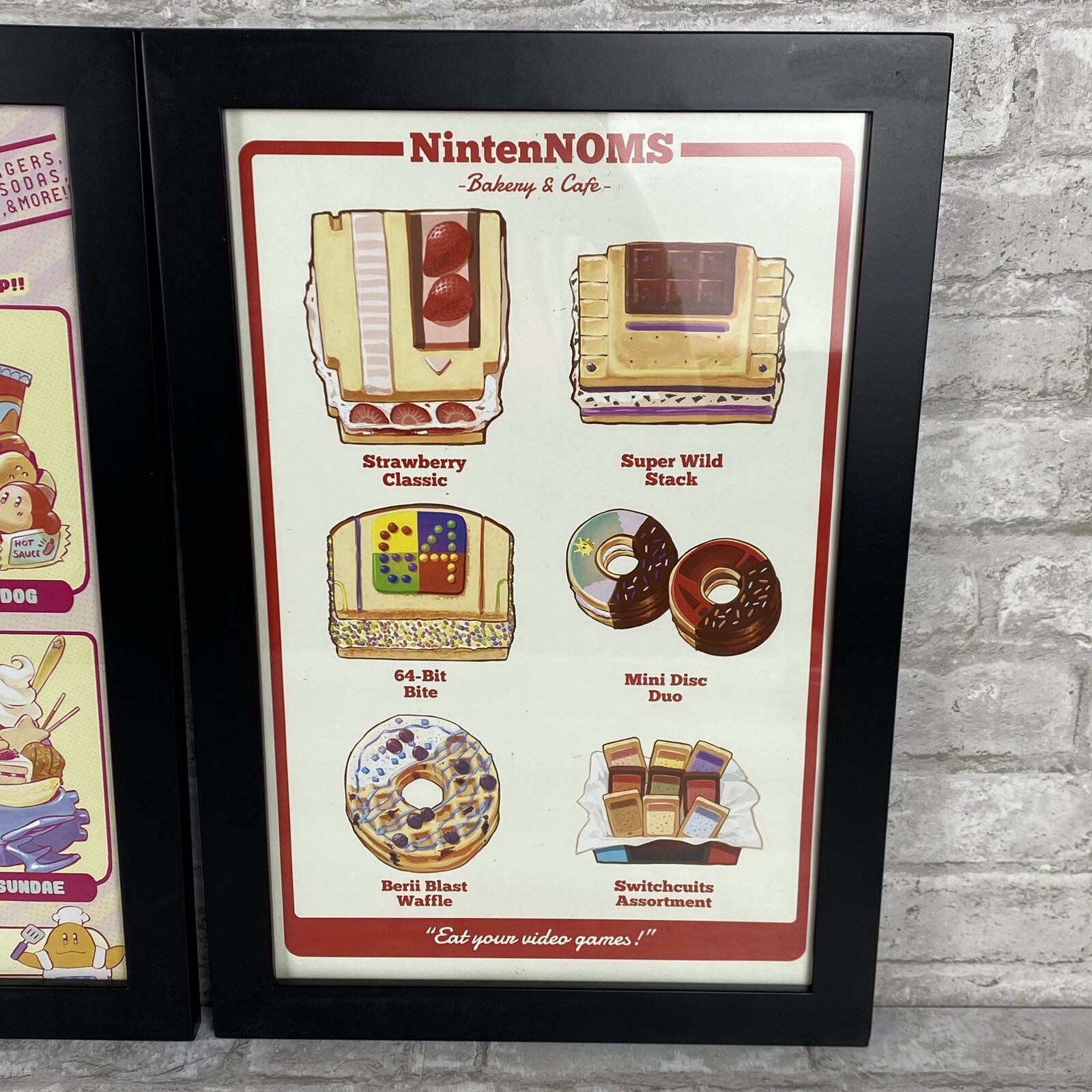 Rare Kirby’s Warpster Drive-in And NintenNoms Cafe Promo Poster Page Framed Art