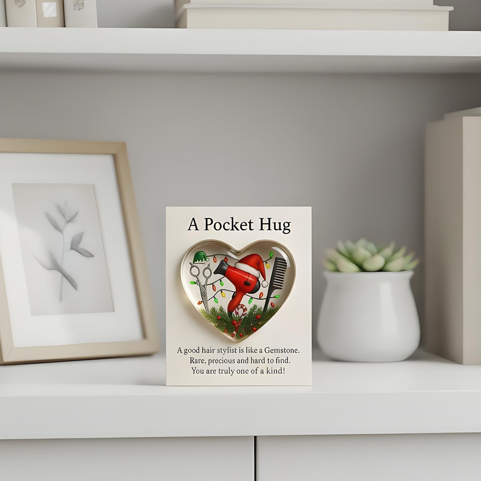 1pc A pocket Hug for Hairstylist 2D Heart Shaped Hairdresser Gift