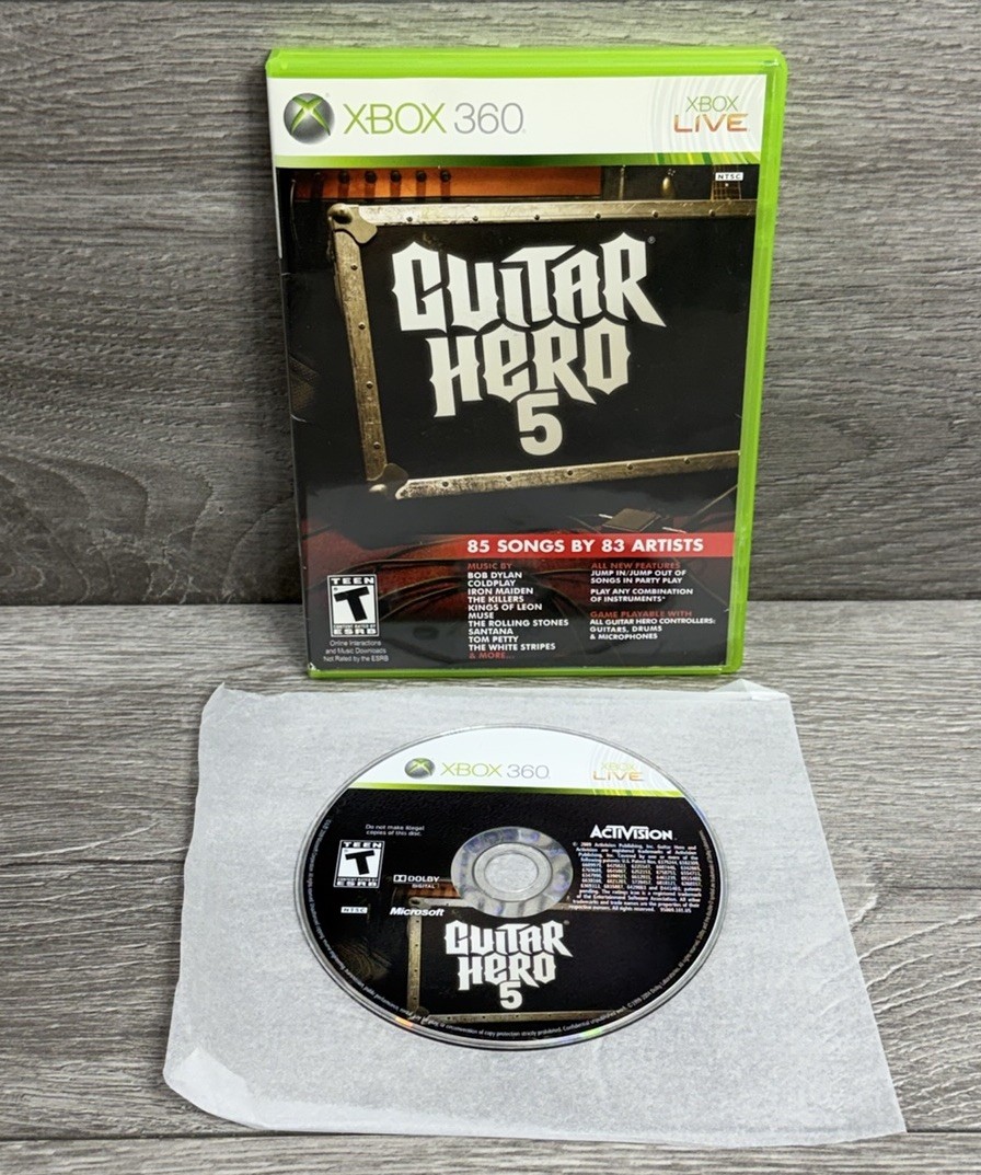 Mint💿! Guitar Hero 5 VG Refurb + 1yr Warranty NO MANUAL Xbox 360