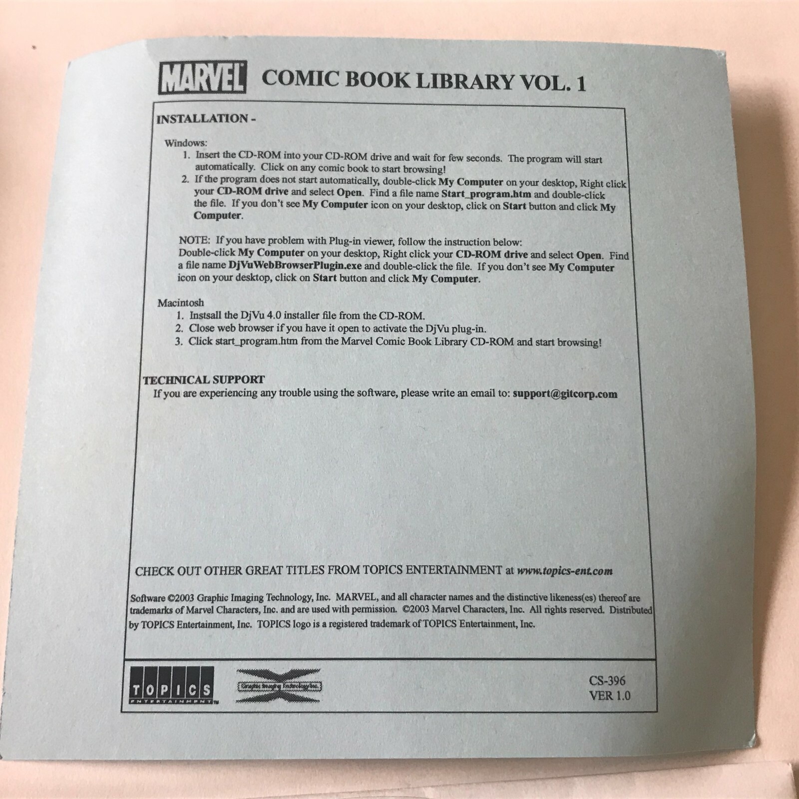 Marvel Comic Book Library Collector’s Edition Vol. 1 PC CD-ROM Used with Box