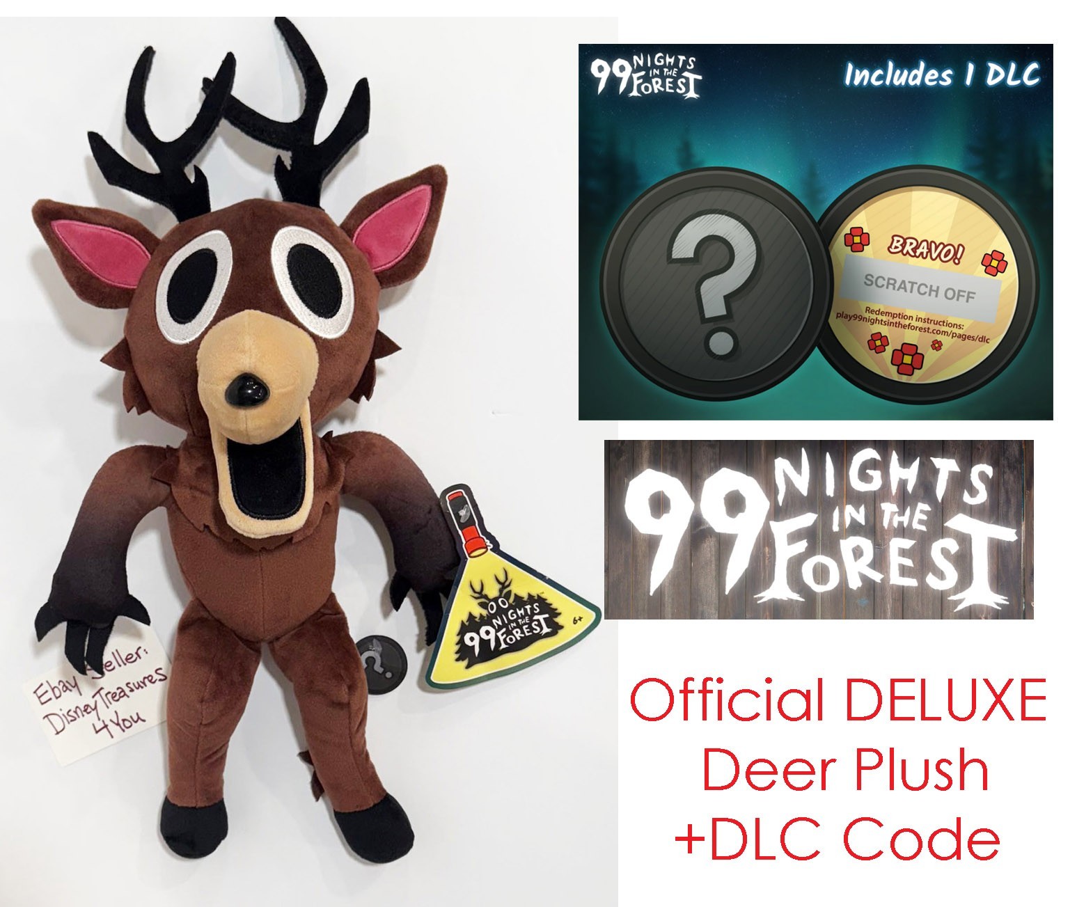Official 99 Nights in the Forest BIG Deer Plush + Game Code PhatMojo Plushie NEW