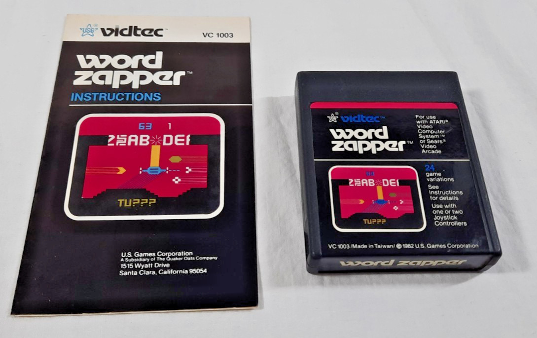 Word Zapper w/Manual (Atari 2600, 1982) With manual Tested working