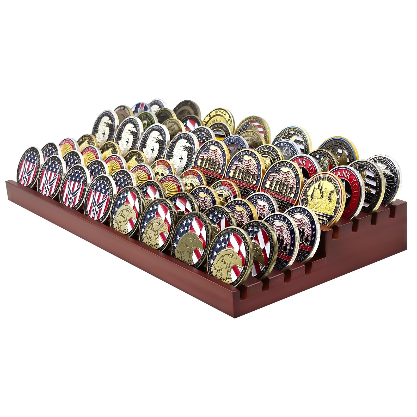 8 Rows Military Challenge Coin Stand Holders Display Case Holds 50-64 Coins