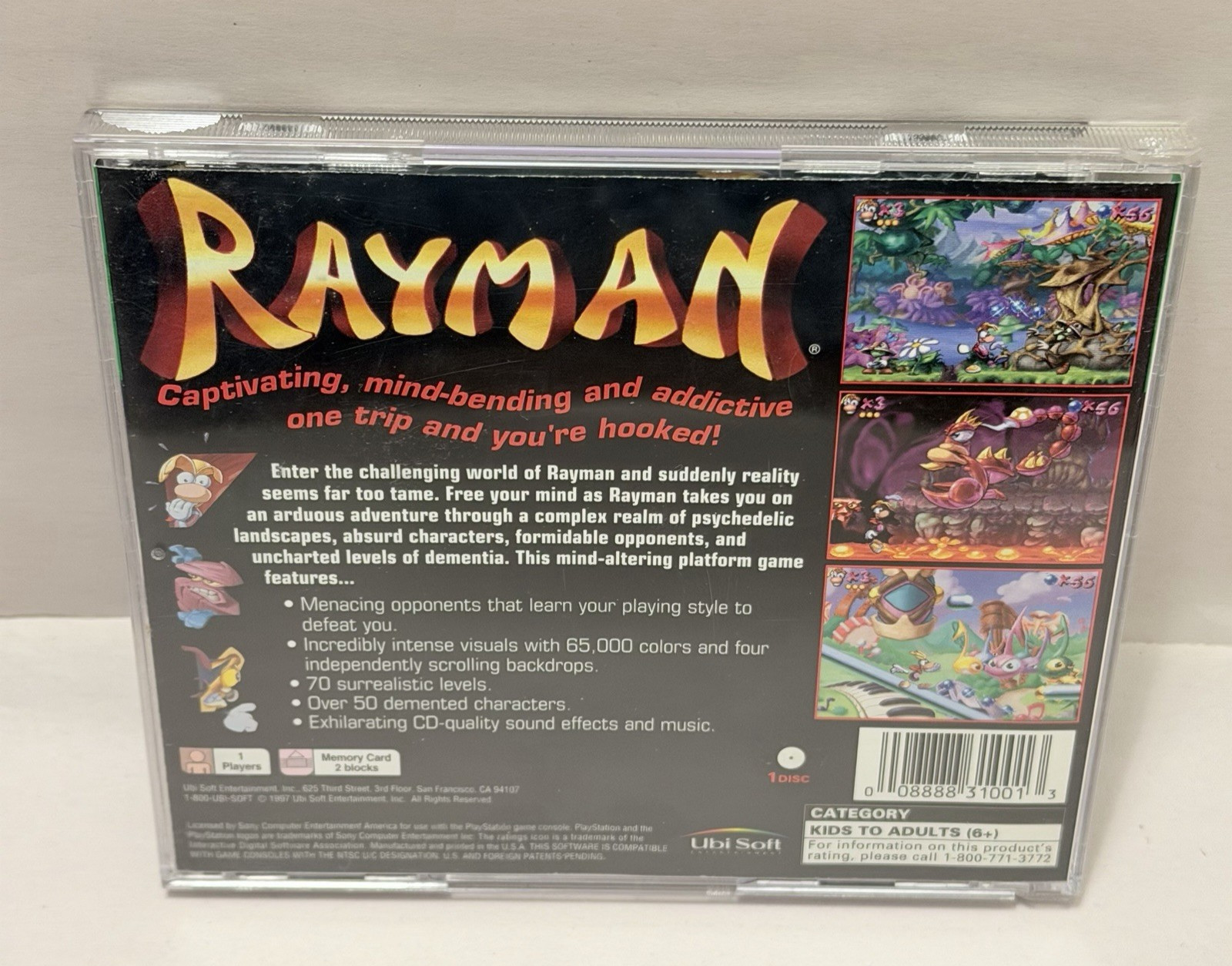 Rayman Sony PlayStation 1998 CASE ONLY with Manual NO CD READ
