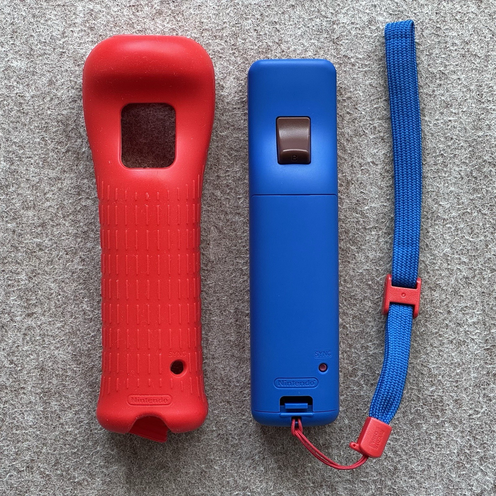 Nintendo Wii U Mario Red & Blue Remote Plus Controller + Sleeve & Strap RVL-036