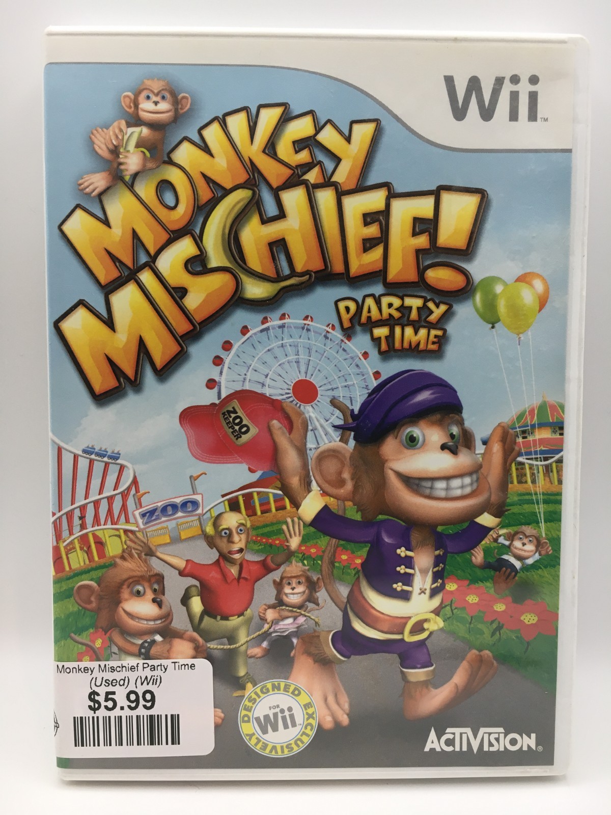 Nintendo Wii 2008 – Monkey Mischief: Party Time w/ Box & Manual (Works)
