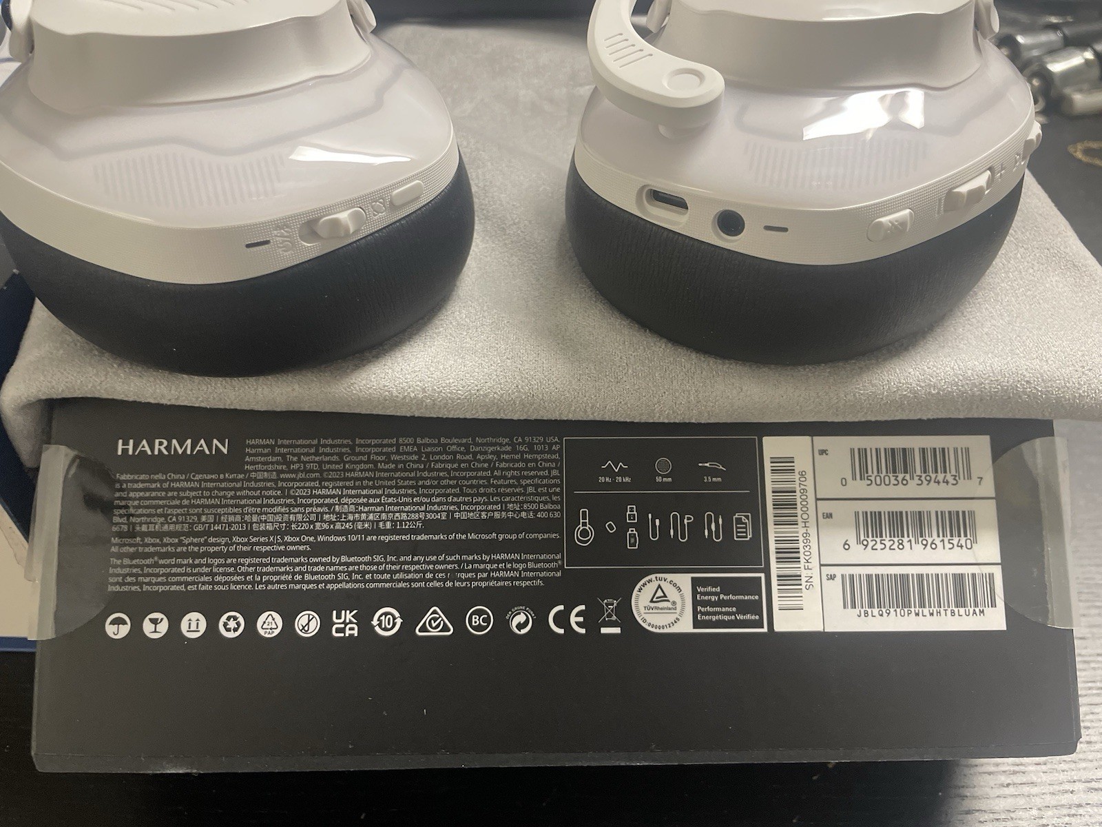 JBL Quantum 910P Wireless ANC Over-Ear Gaming Headset w/ Boom Mic White