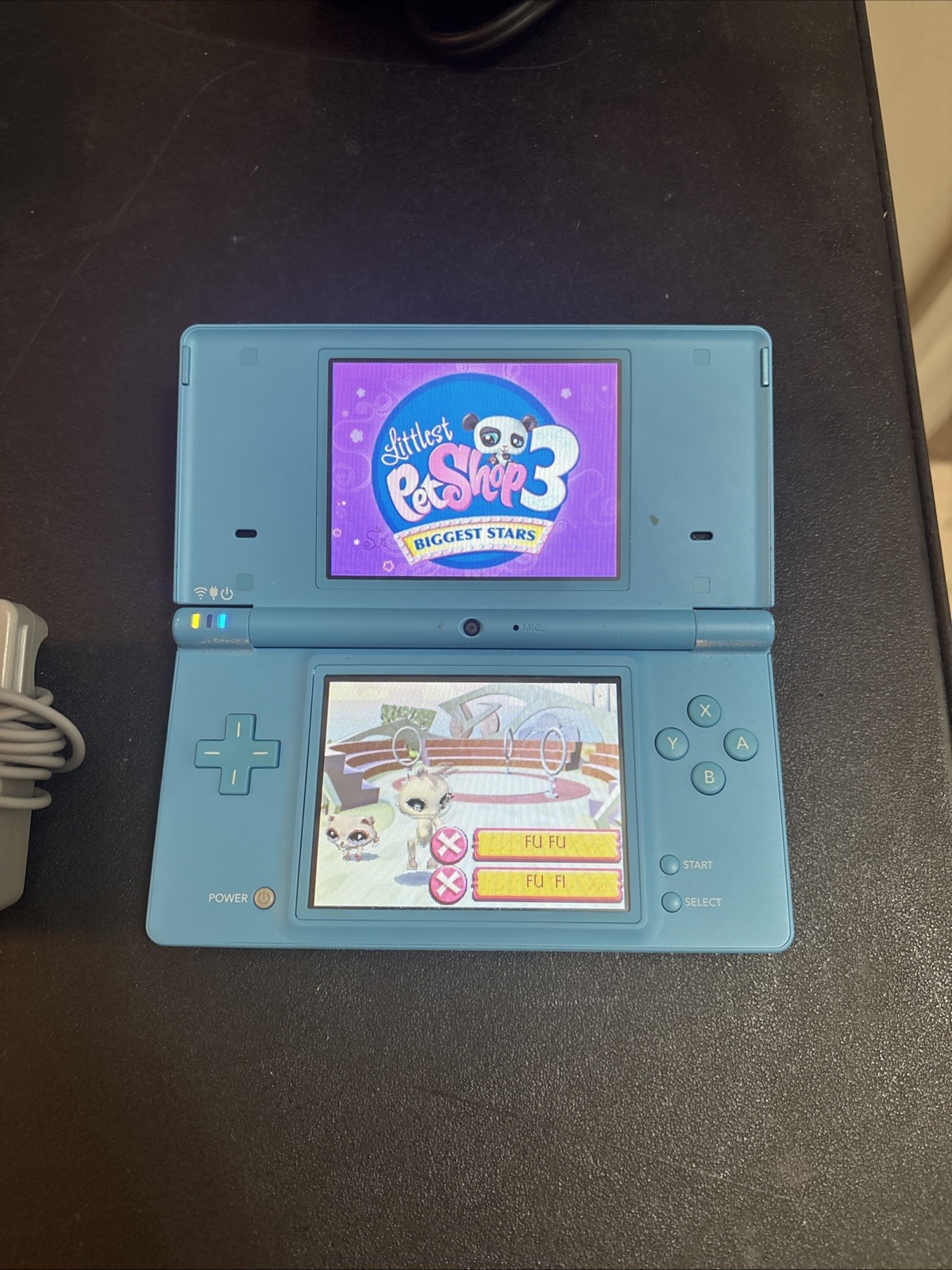Nintendo DSi Light Blue Handheld Console W/Charger & Littlest Pet Shop 3