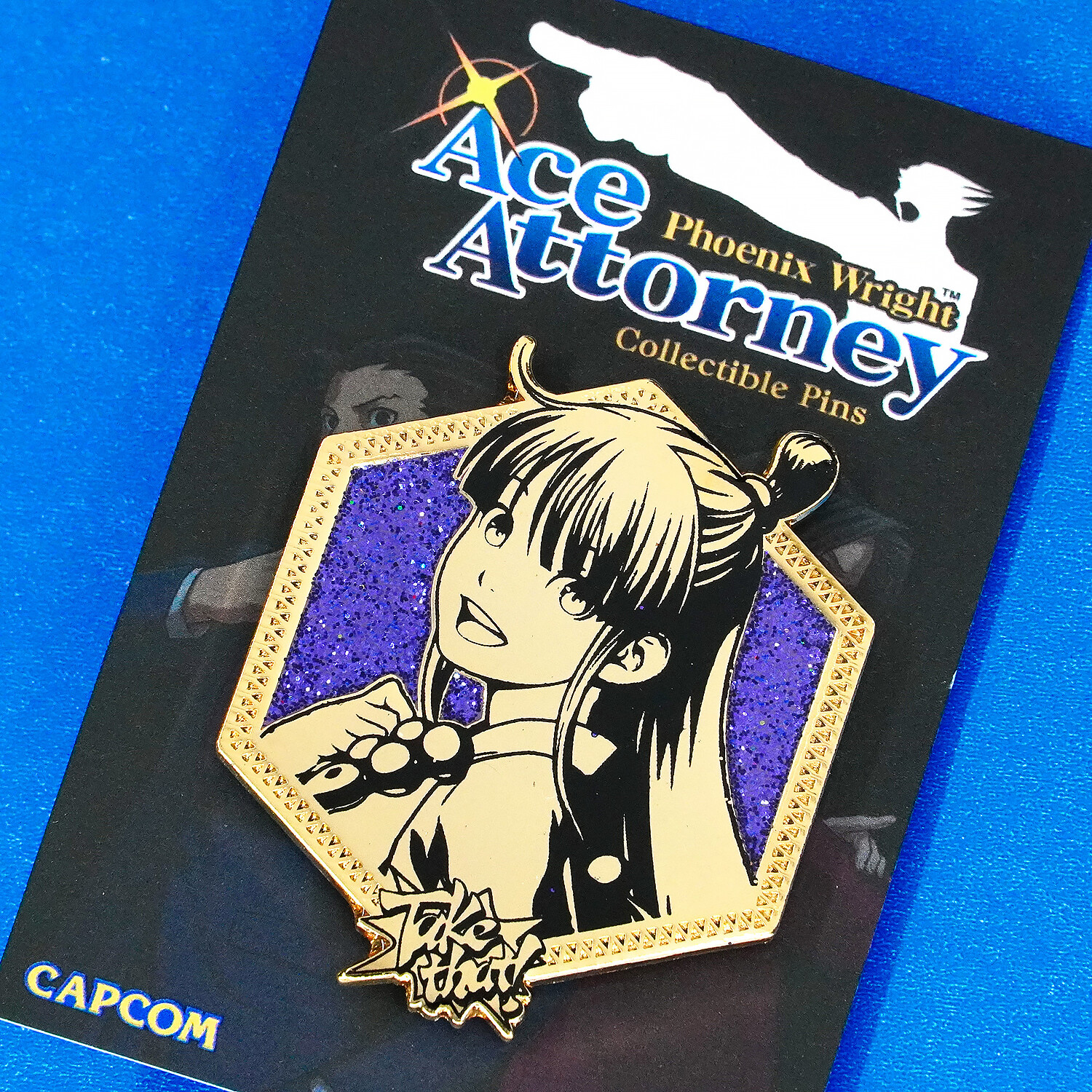 Phoenix Wright Ace Attorney Maya Fey Golden Glitter Enamel Pin Figure Switch DS