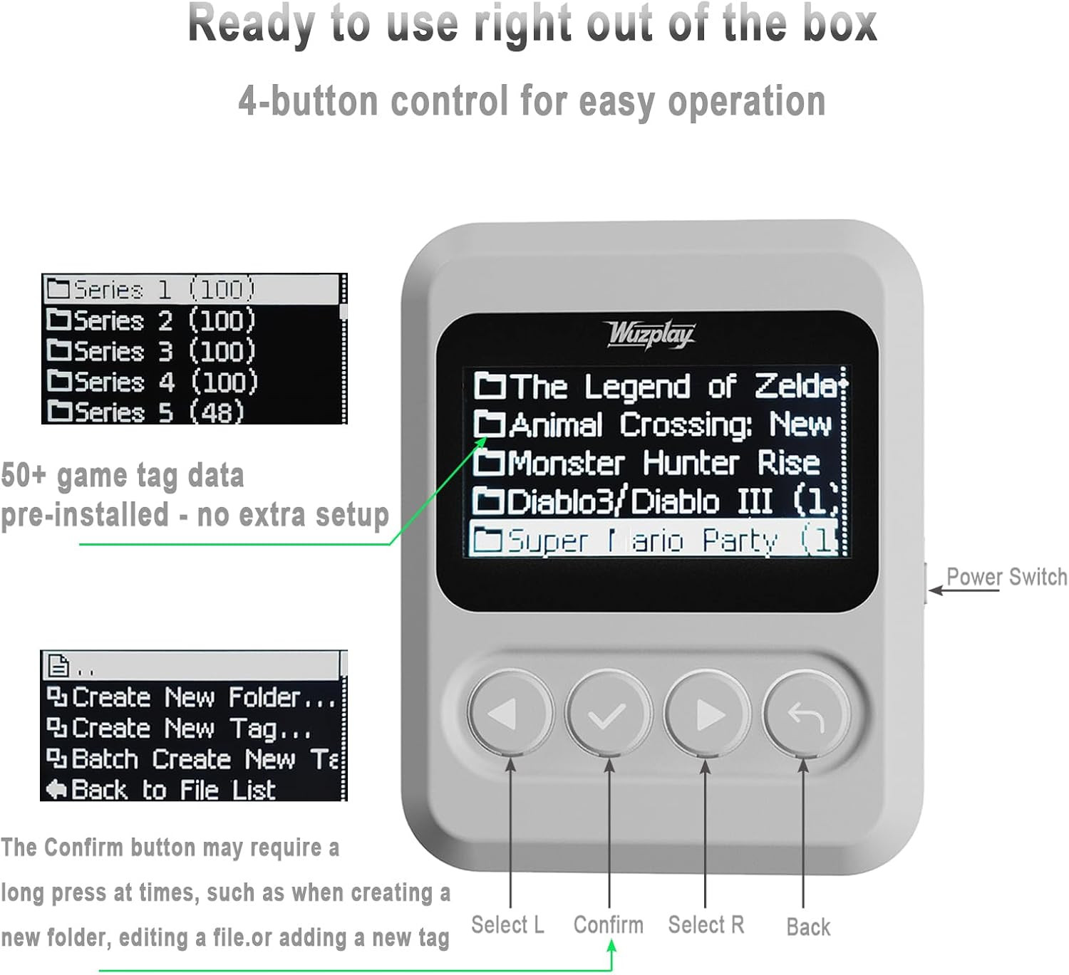 NFC Emulator Compatible with Switch 1 & 2 and NFC Enabled Devices – 1.54”OLED Sc