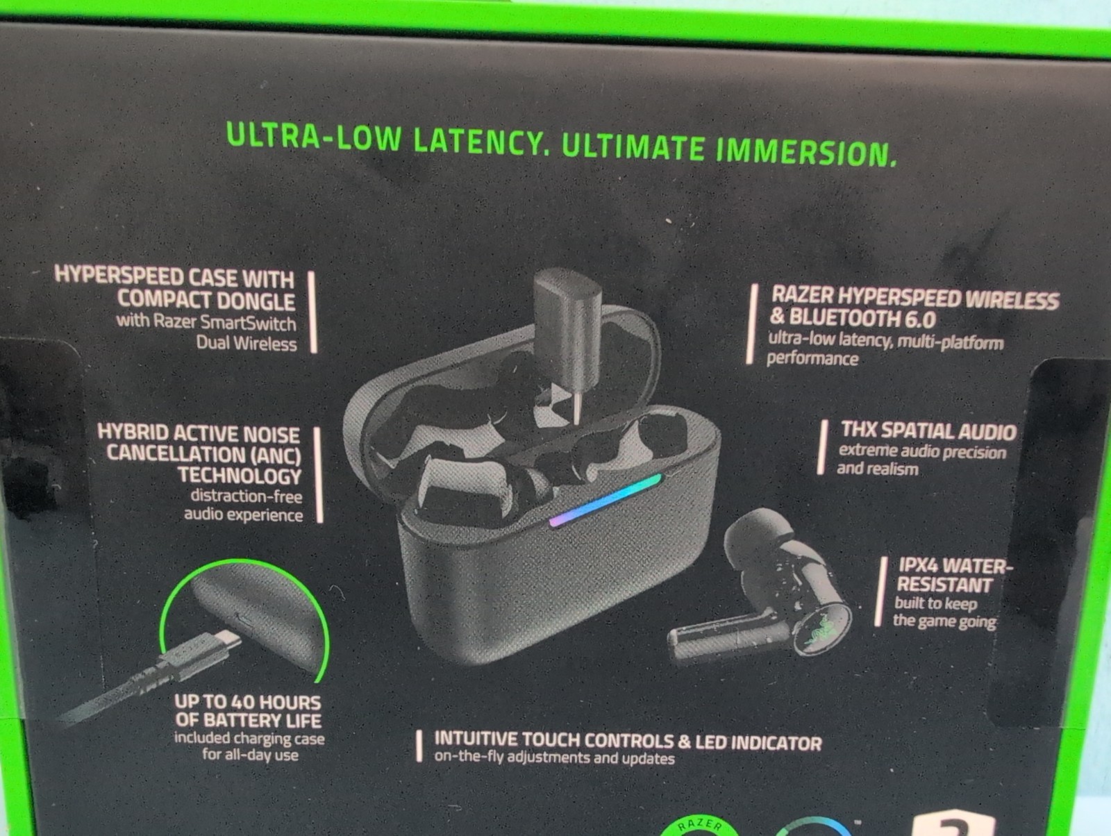 Razer Hammerhead V3 HyperSpeed Wireless Multi-Platform ANC Gaming Earbuds Sealed