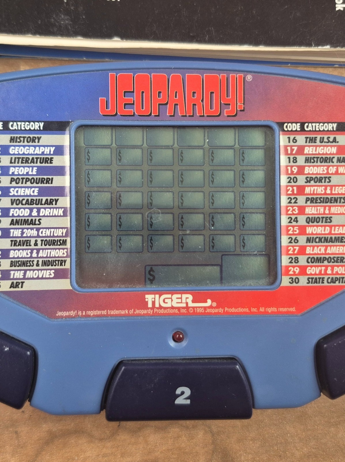 1995 Talking Jeopardy Tiger Electronics Handheld Video Game
