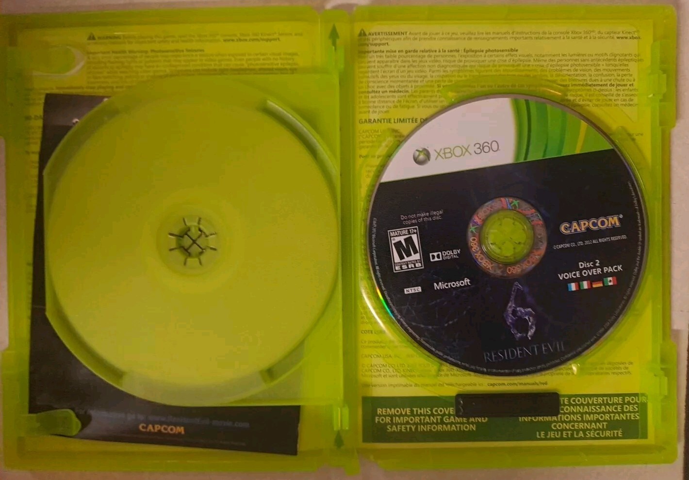 Resident Evil 6 (Microsoft Xbox 360, 2012) Missing Manual