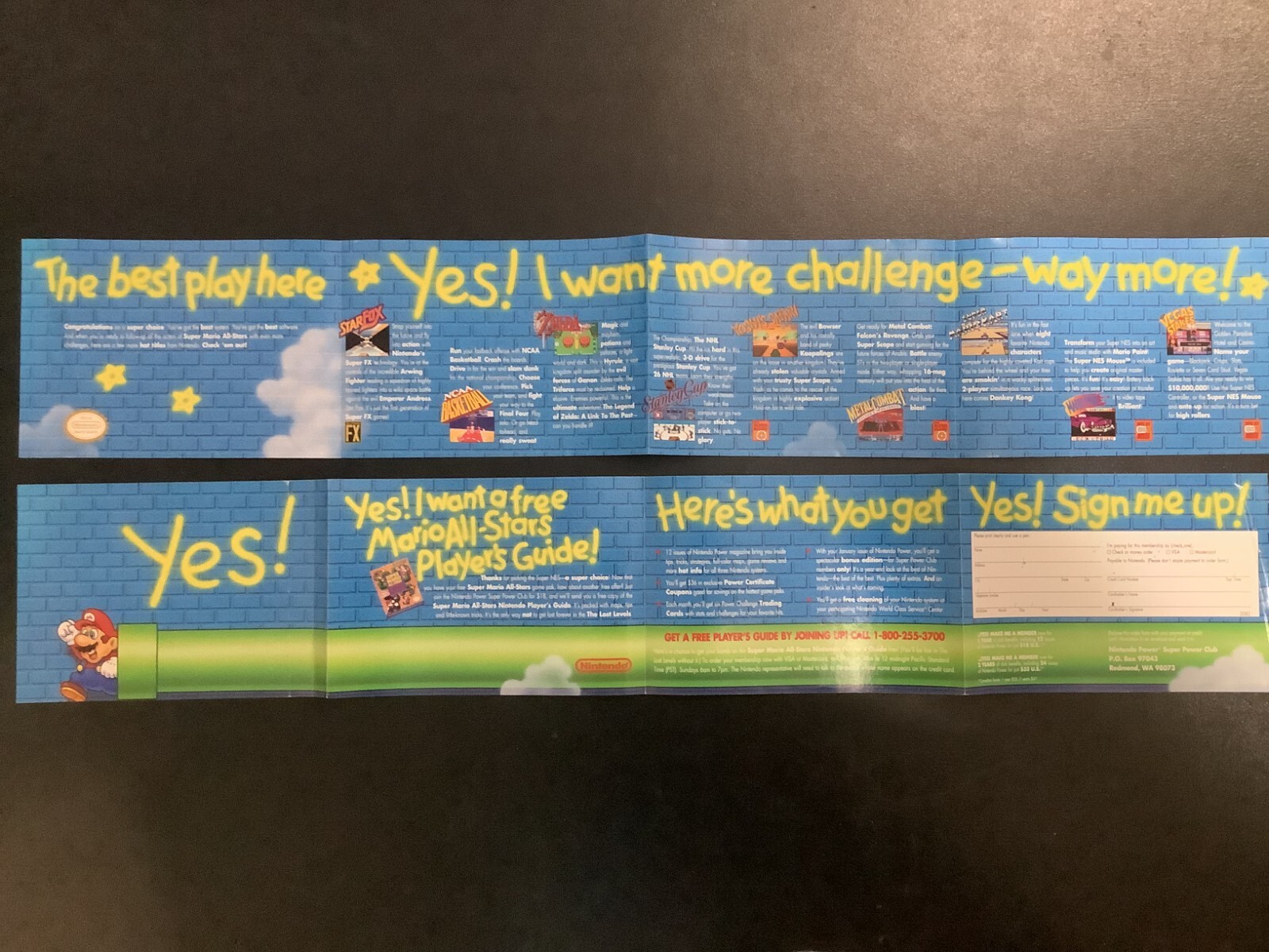 Yes! Mario All-Stars Player’s Guide Offer SNES Super Nintendo Insert Only