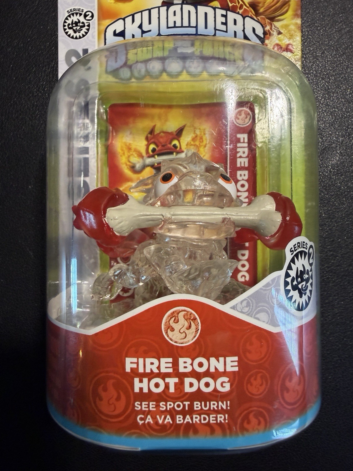 Skylanders Swap Force Crystal Clear Fire Bone Hot Dog Red Chase Variant – New