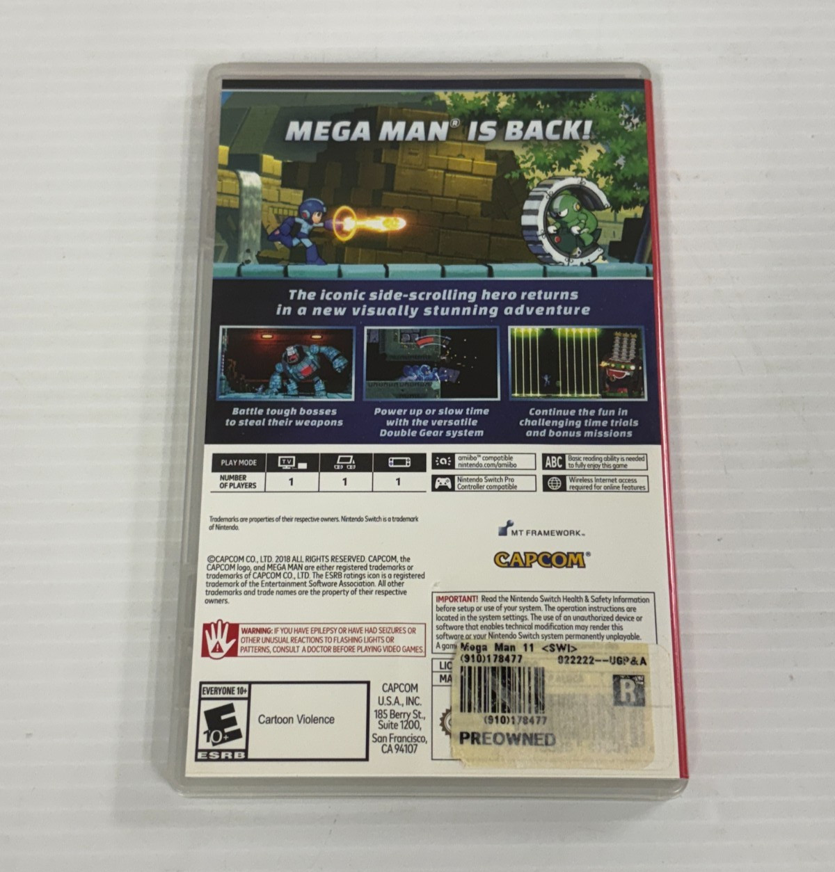 MEGA MAN 11 NINTENDO SWITCH VIDEO GAME COMPLETE W/ INSERT TESTED