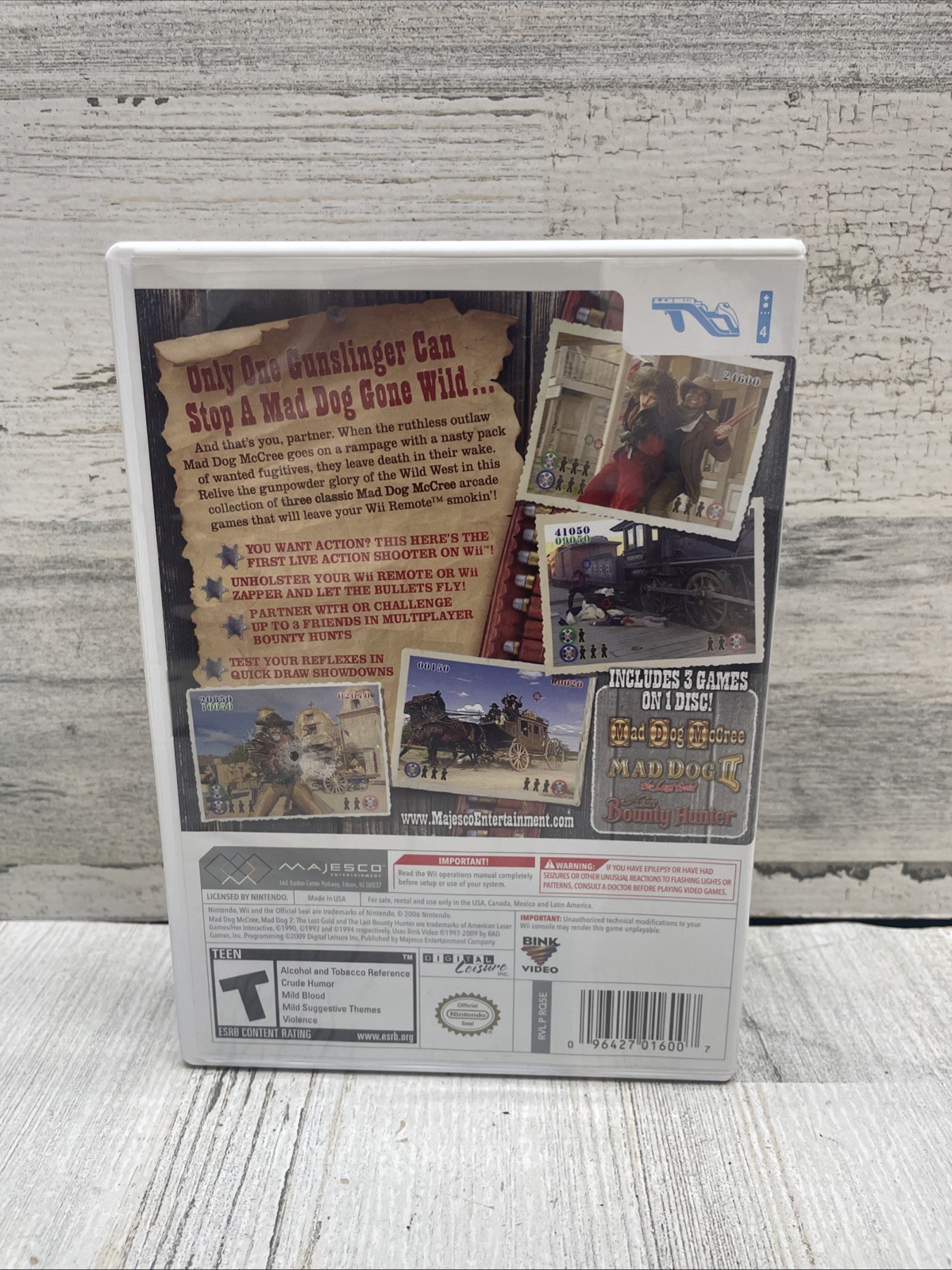 Mad Dog McCree: Gunslinger Pack (Nintendo Wii, 2009) With Manual, Works Great