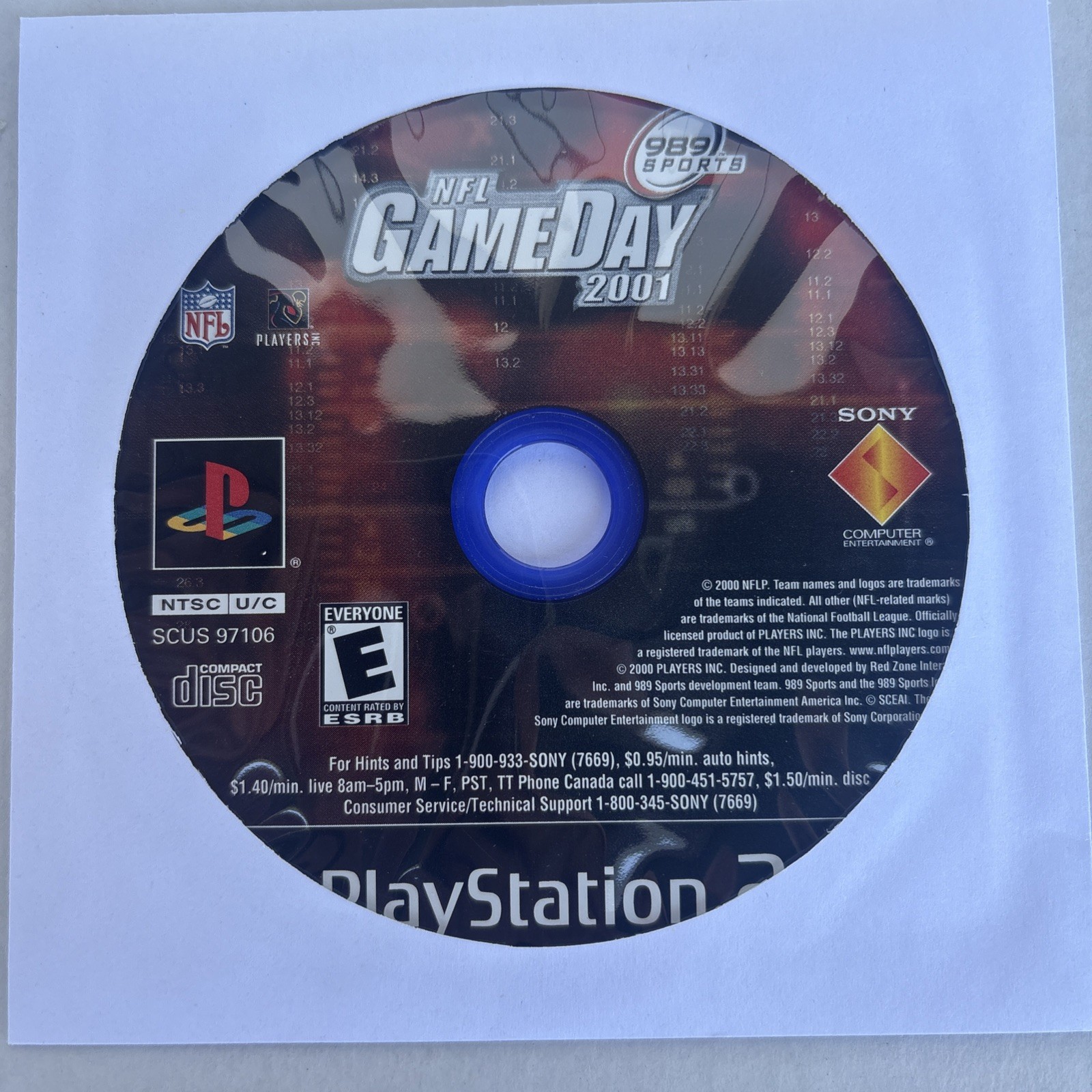 NFL GameDay 2001 PlayStation 2 PS2 DISC ONLY NO TRACKING *Tested*