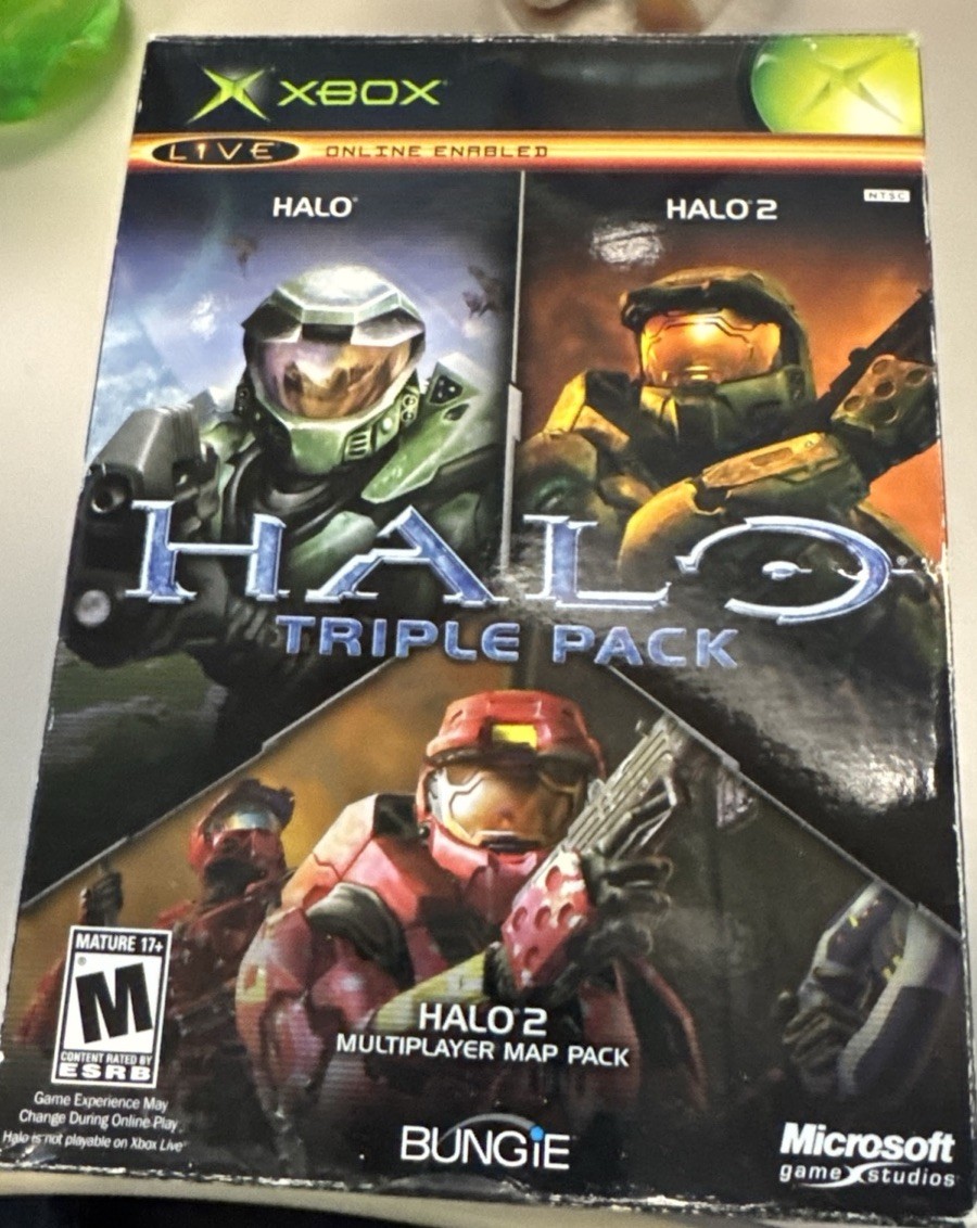 Halo Triple Pack – Complete, CIB – Halo, Halo 2, Halo 2 Map Pack – Xbox