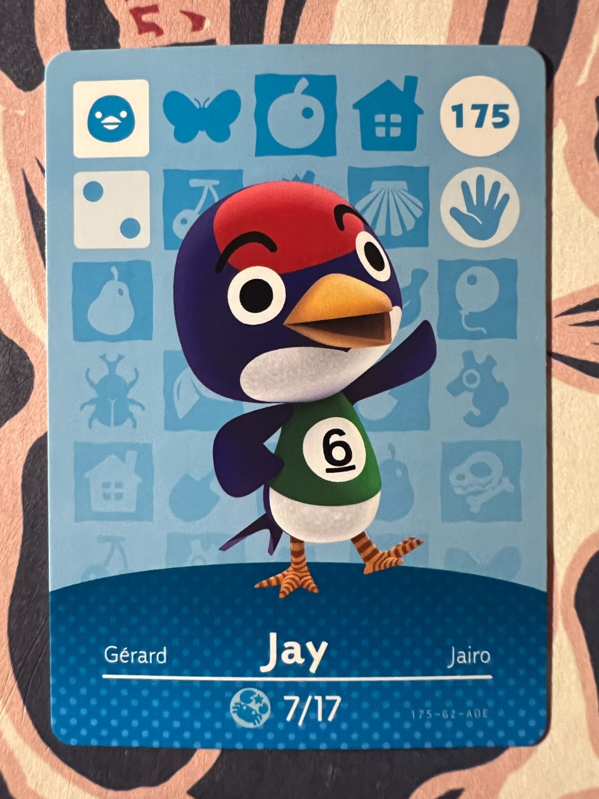 Jay # 175 AUTHENTIC amiibo card, Animal Crossing, Series 2, UNSCANNED