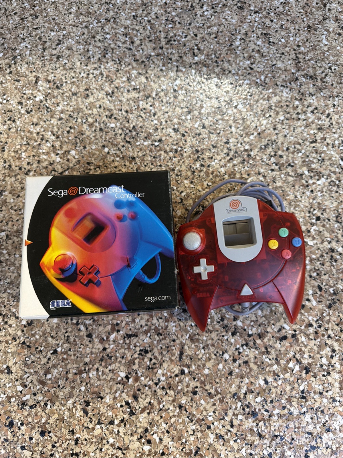 Clear Red Sega Dreamcast Remote Controller Gamepad w/ Box & VMU MK-50103 w/ LID