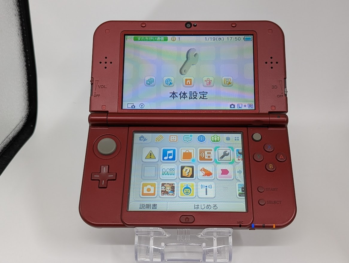 B104 Nintendo new 3DS LL XL console Metallic Red Japan w/pouch adapter fx