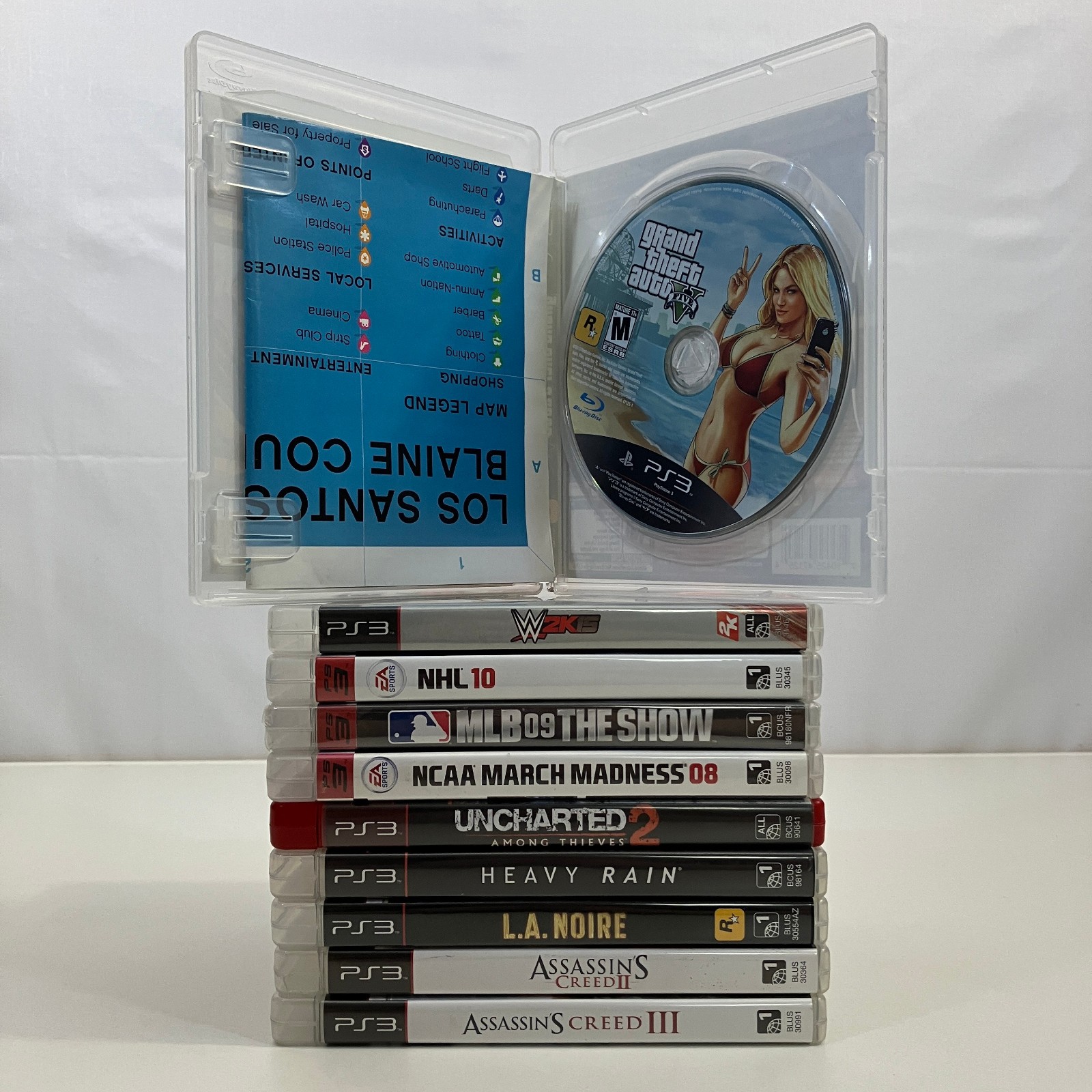 10 Playstation 3 Video Games Lot Heavy Rain Assassin’s Creed MLB NCAA NHL W2K15