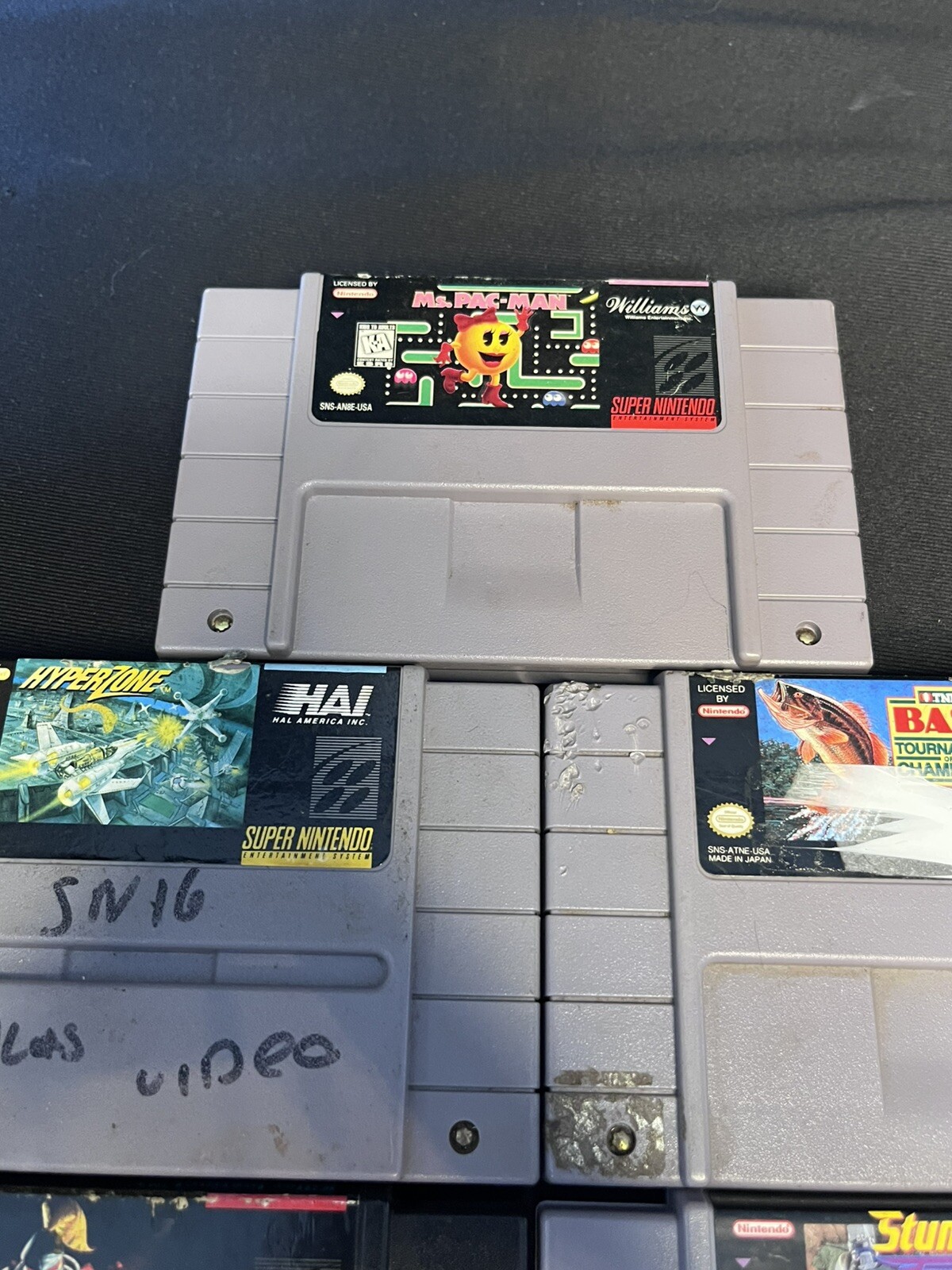 SNES Lot Killer Instinct Pac-Man Hyperzone Stunt Race FX Bass Fishing