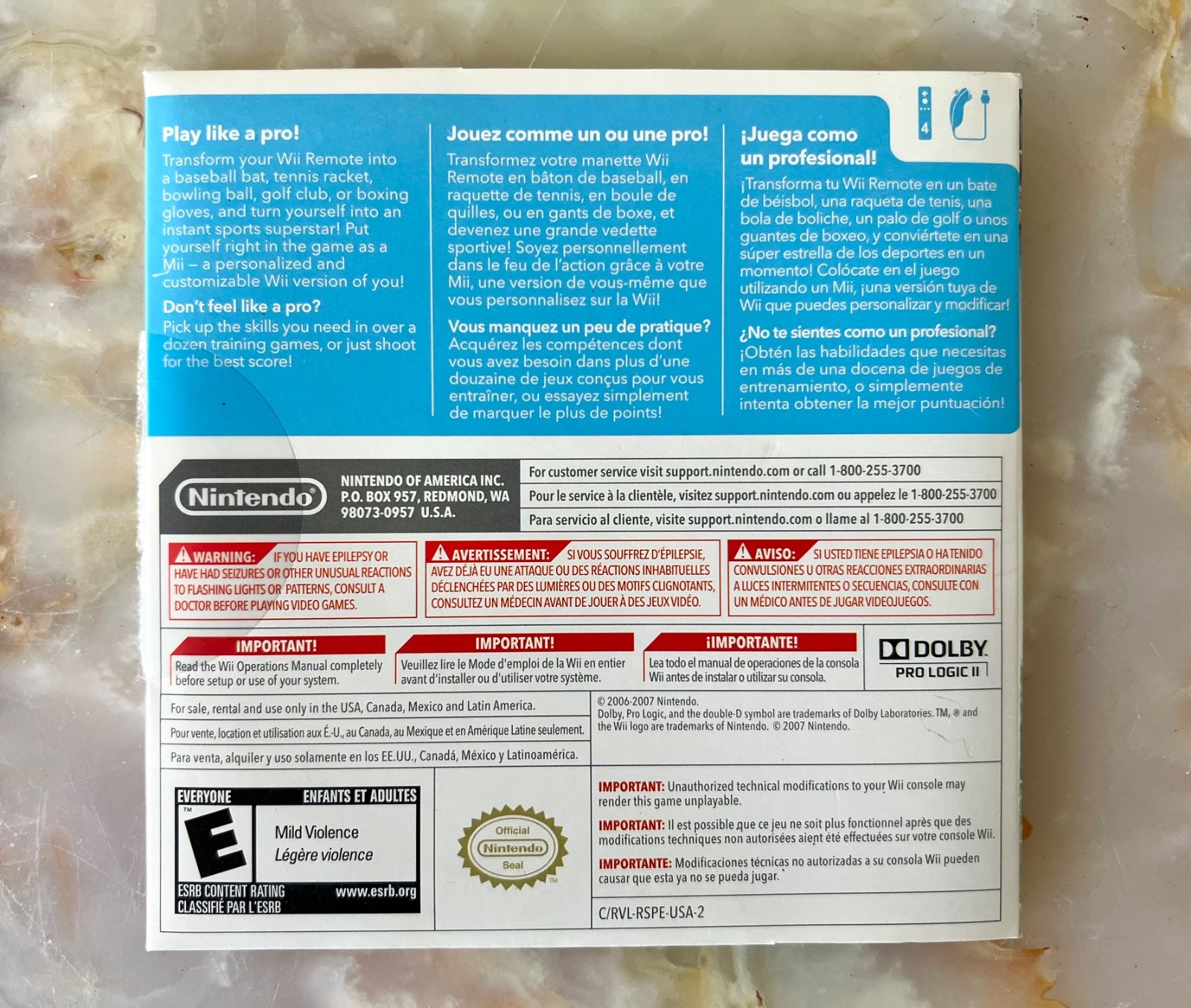 Nintendo Wii Sports Complete Tested CIB + Sealed Wii Sports Resort