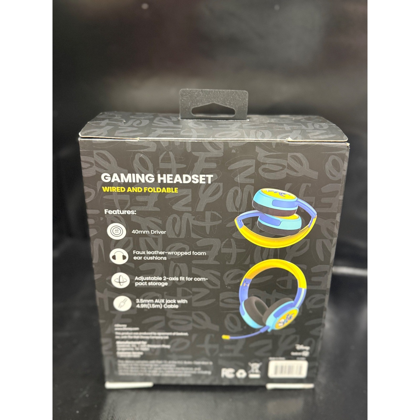 Disney Stitch Gaming Headset Wired and Foldable Blue Yellow Microphone NEW