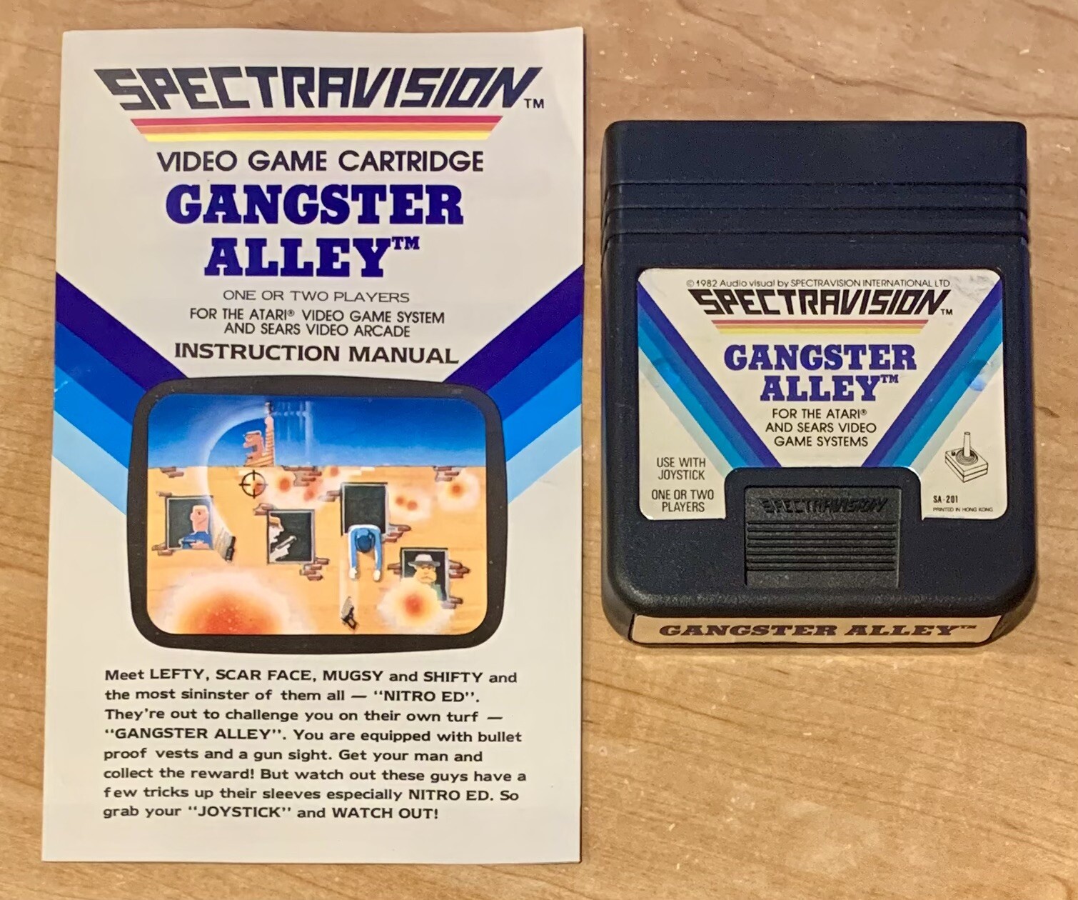 Gangster Alley (Atari 2600, 1982) SpectraVision Cartridge & Manual