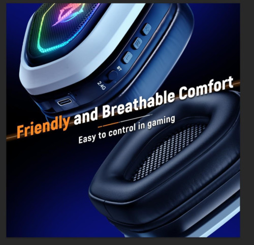 2.4GHz Wireless Gaming Headset for PC, Ps5, Ps4 – Lossless Audio USB & White