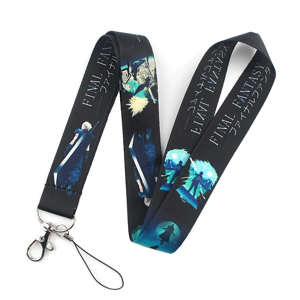 Final Fantasy VII Cloud Strife Lanyard – FF7 Anime Keychain Strap – Gamer Merch