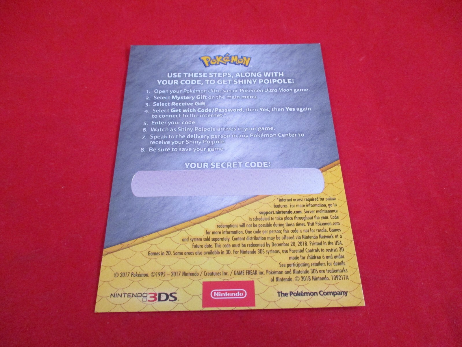 Shiny Poipole Pokemon Ultra Sun / Ultra Moon Promotional Code Card (EXPIRED)