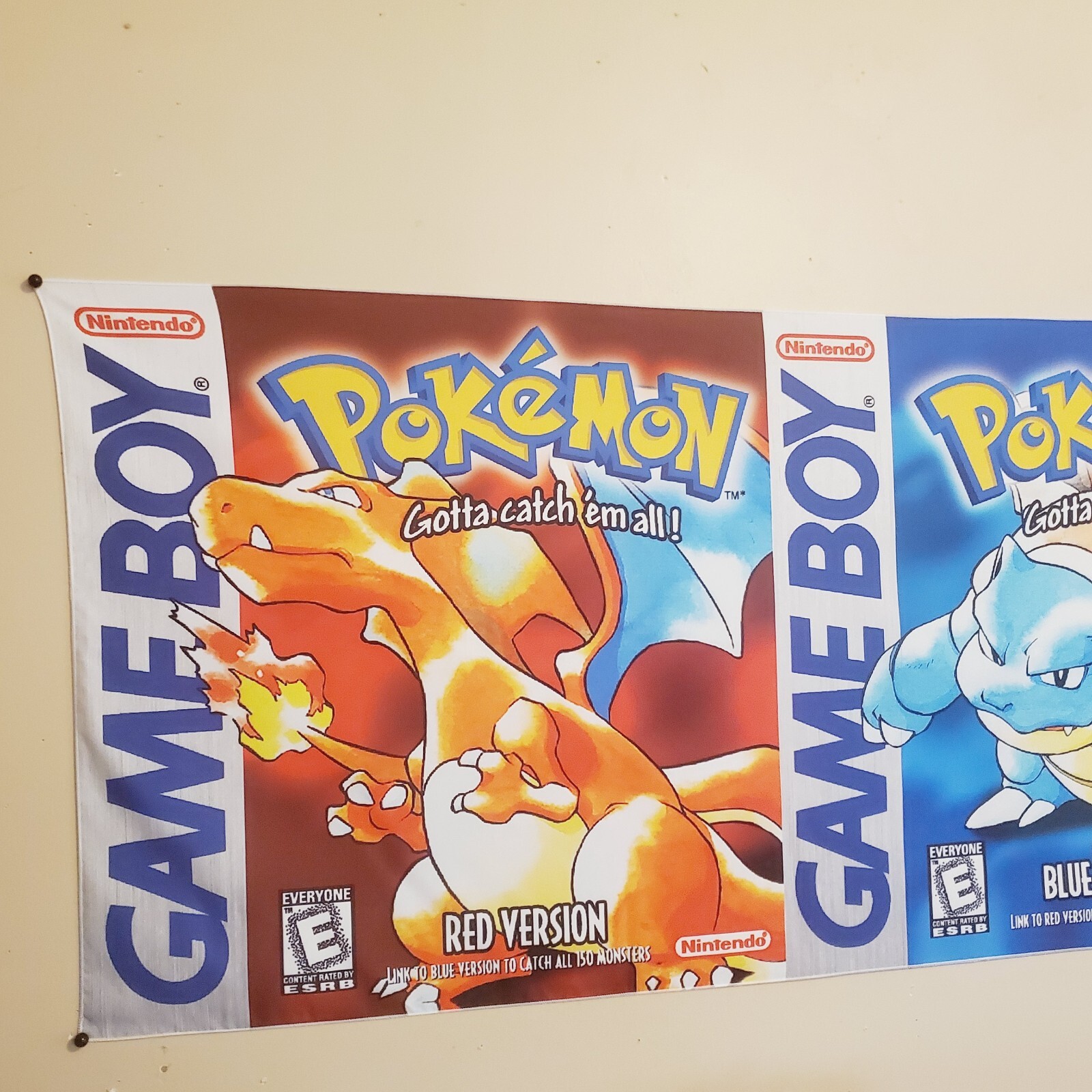 Pokémon Red Blue Yellow tapestry flag Gameboy box art covers Pikachu banner
