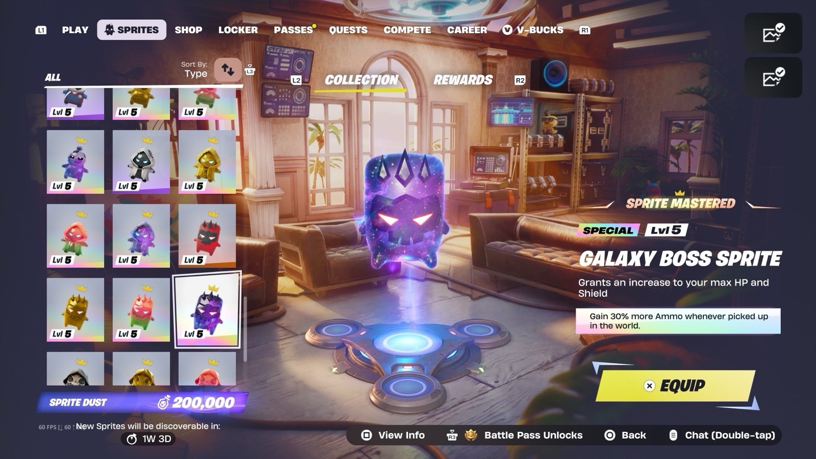 Fortnite Sprites All LVL 5 Normal, Gold, Gummy, Galaxy Sprites ALL MASTERED