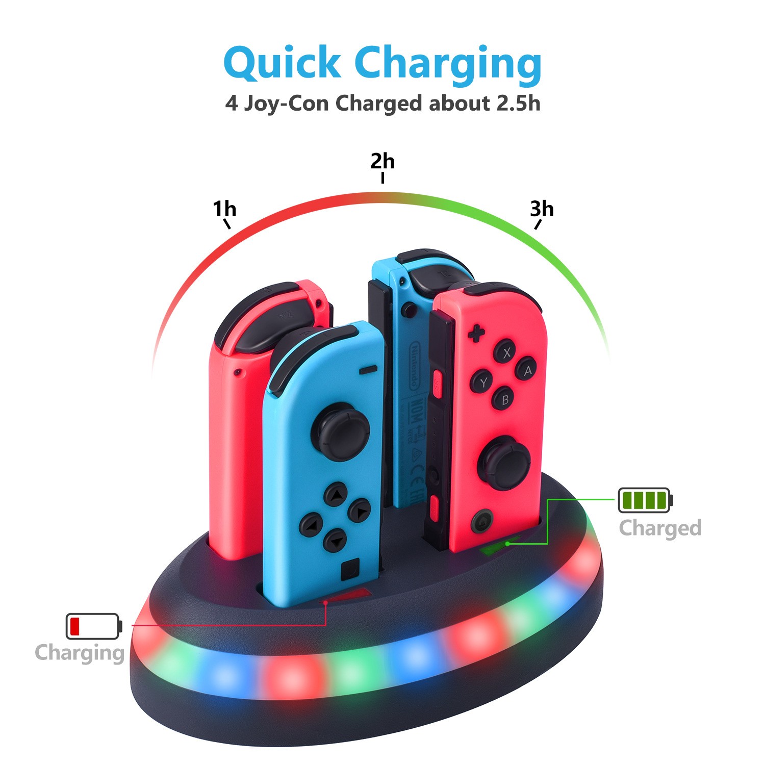 4 Slot Charging Stand DC 5V 2A Fast Charge Dock For Switch Joy-Con Gamep