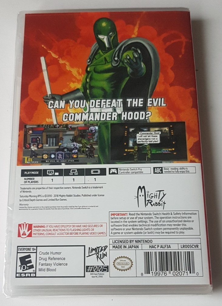 Saturday Morning Nintendo Switch RPG LRG #005 Physical Cartridge SEALED Limited
