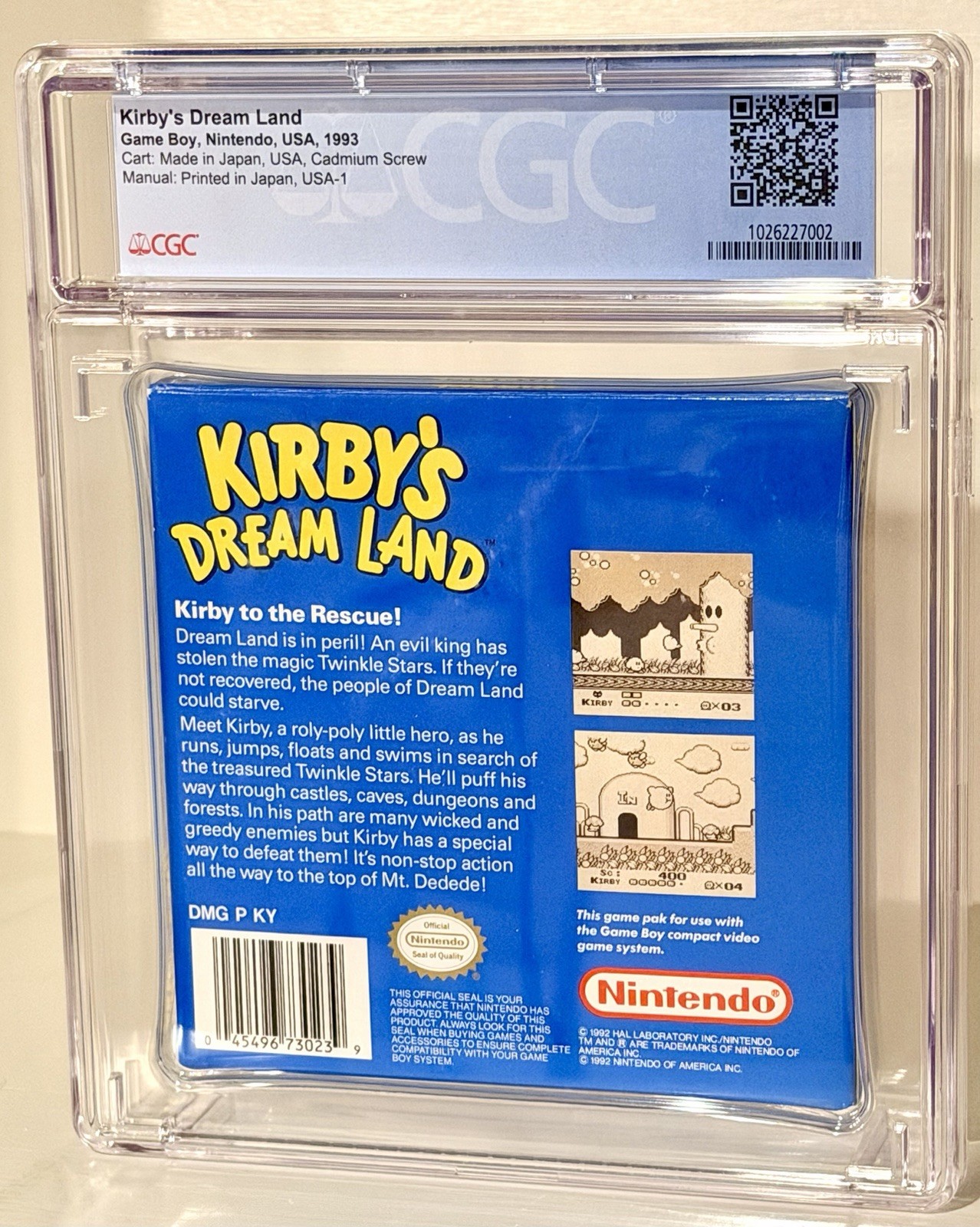 Kirby’s Dream Land CGC Graded 9.6 MINT CIB 1993 Nintendo Game Boy Not WATA PSA