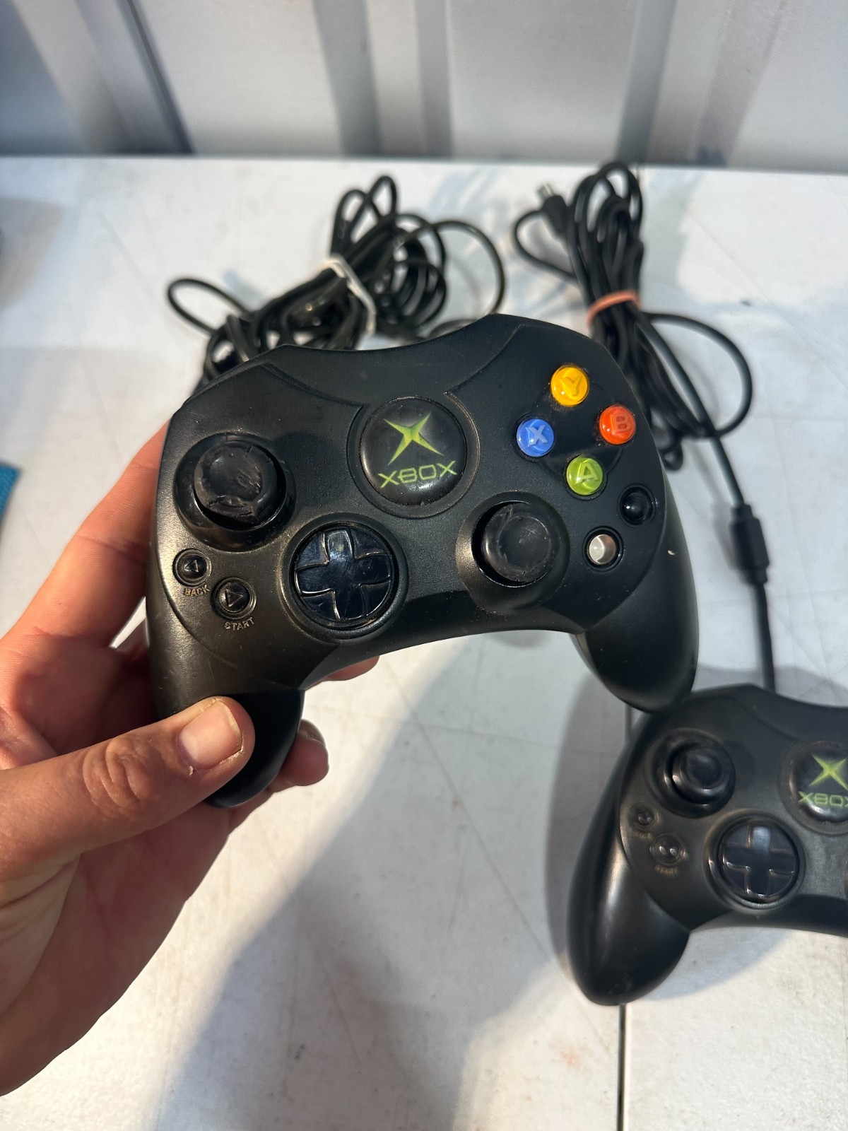 Lot of 2 Microsoft Xbox Controller S Wired Gamepad X08-69573 Bundle WORKING