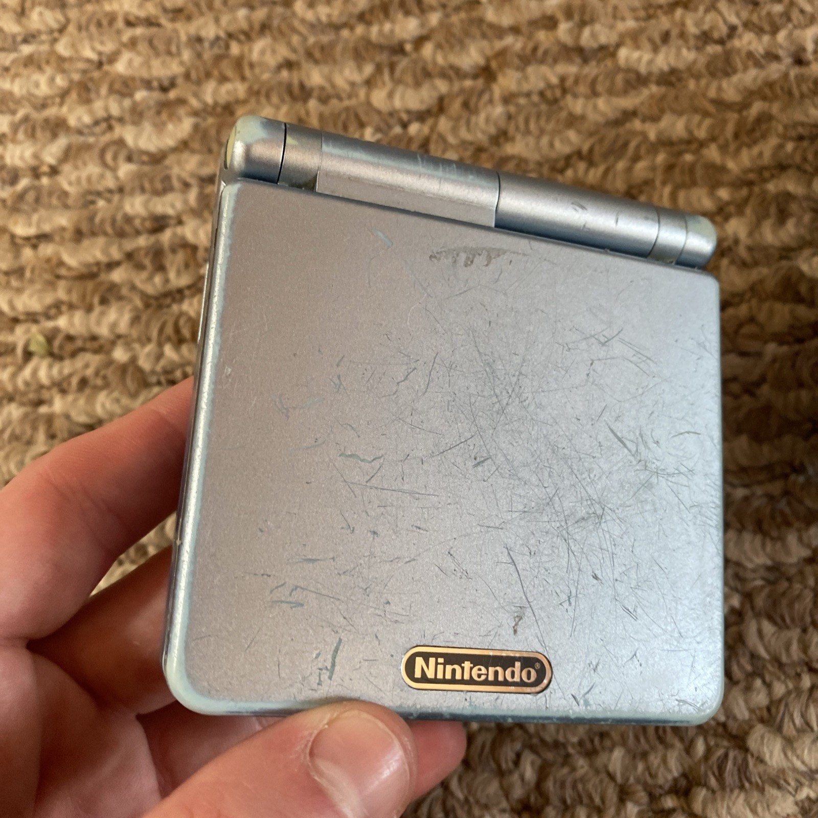 Nintendo Game Boy Advance SP AGS-101 Pearl Blue Handheld Console with Charger