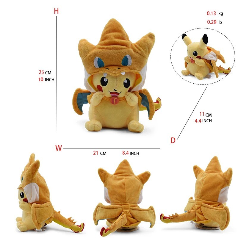 Pokemon Pikachu Hoodie Poncho Plushies Collection Cosplay Cute Soft Plush Toy