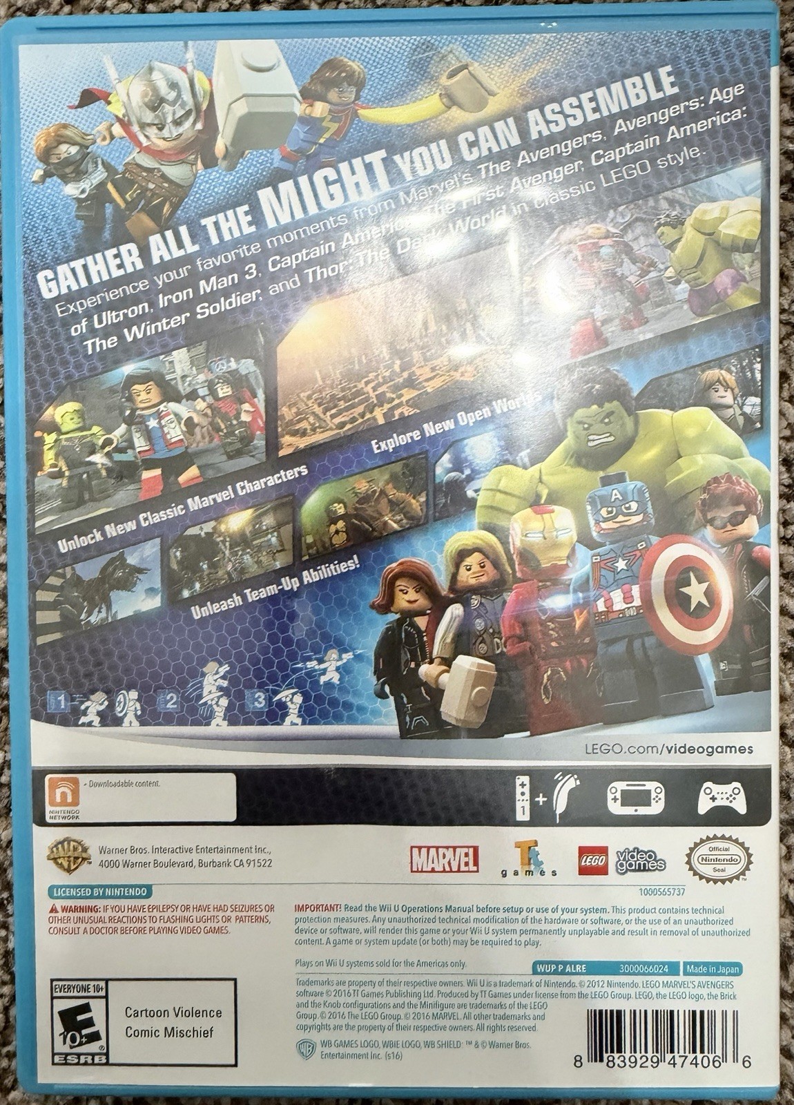 LEGO Marvel’s Avengers (Nintendo Wii U, 2016) CIB Captain America Hulk Iron Man
