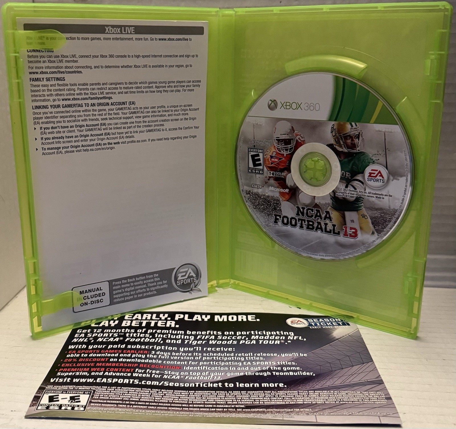 NCAA Football 13 (Microsoft Xbox 360, 2012) Complete, CIB – Tested