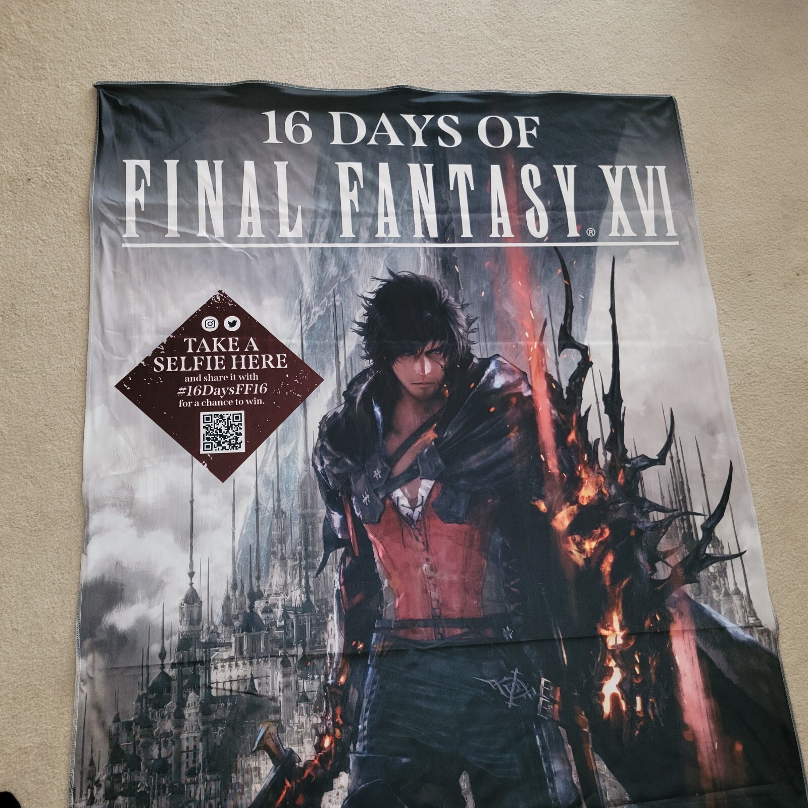 Final Fantasy XVI Gamestop Exclusive PS5 Promo Fabric Poster 7FT x 4FT