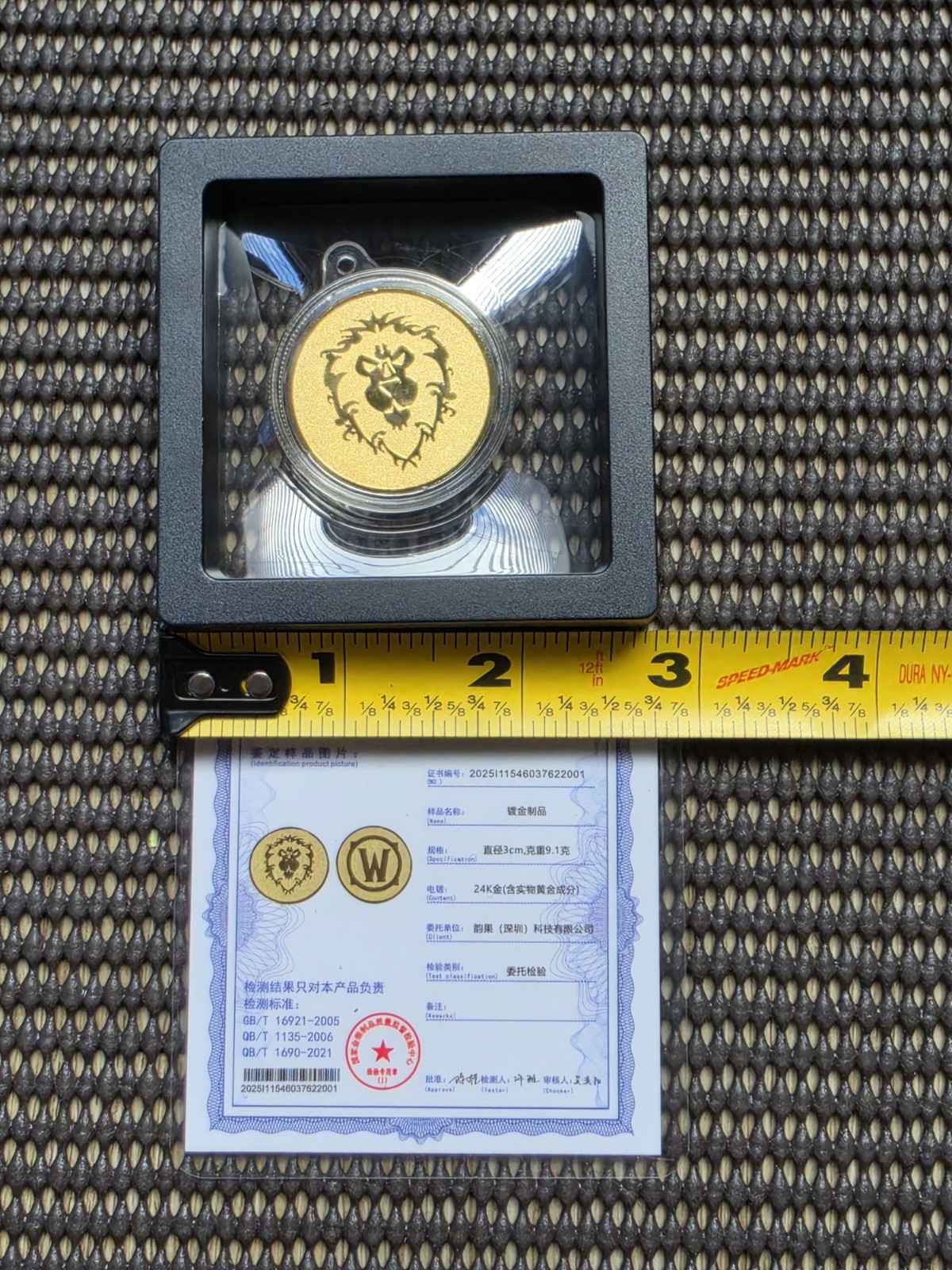 Blizzard Gear Store China World Of Warcraft Alliance 24K GP Plated Coin + COA