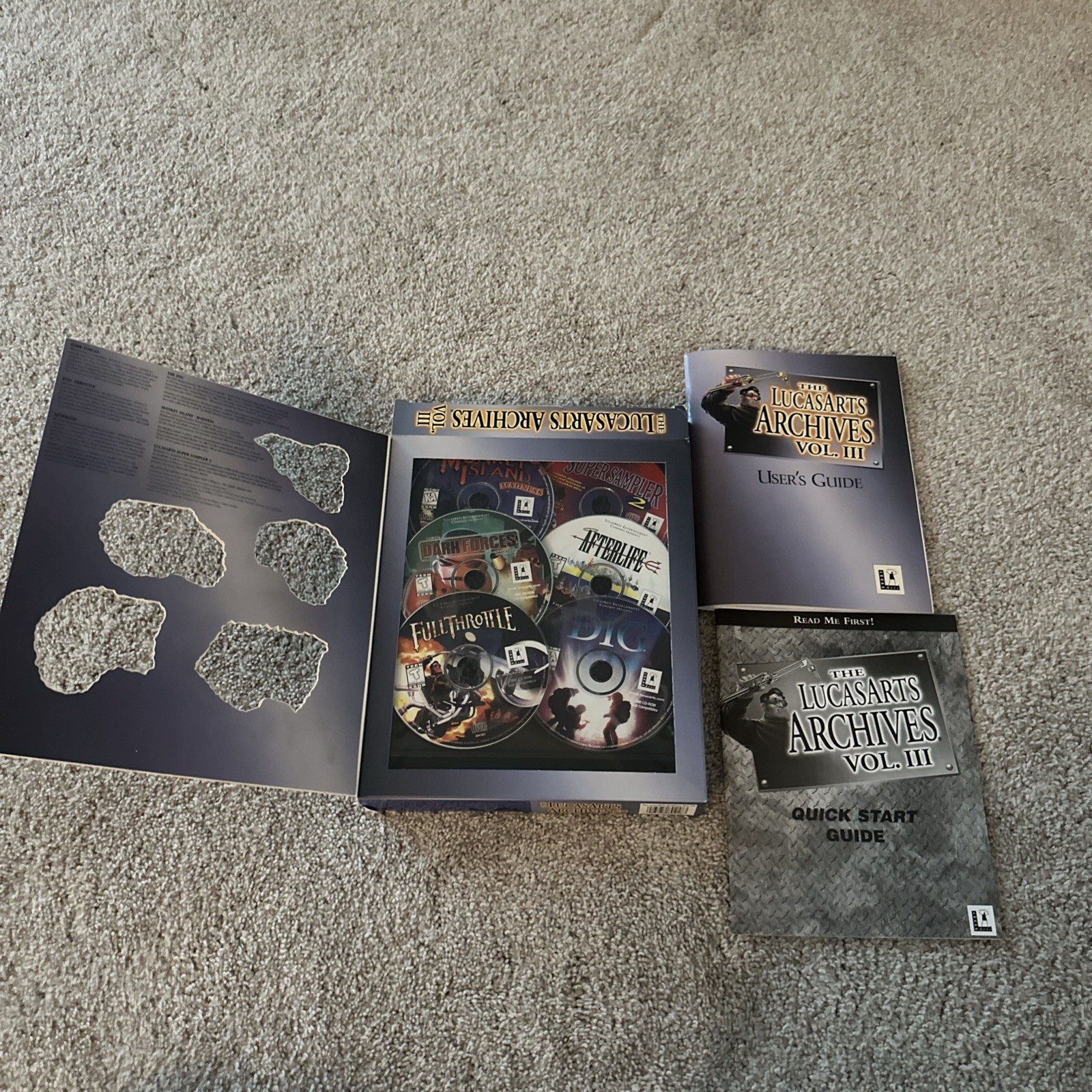 The LucasArts PC Archives Vol. III w/ Original Box & Manuals 6 CD – ROMS