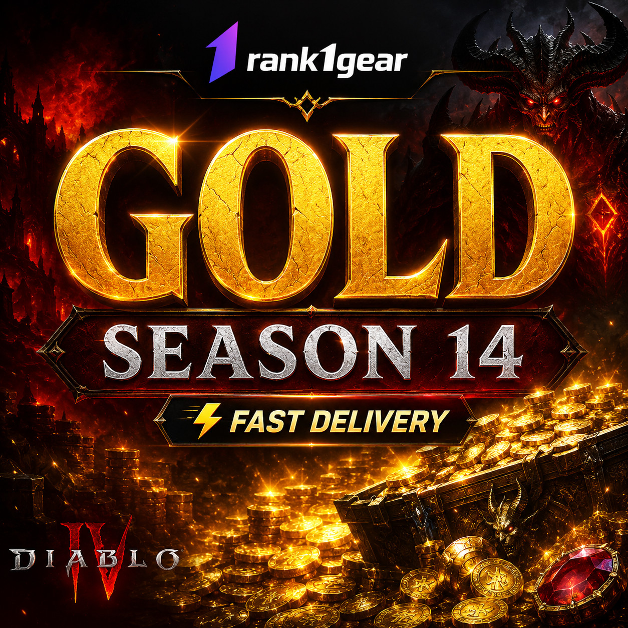 Diablo 4 Season 14 Gold Fast Delivery PC PS Xbox EU NA Rank1Gear 10B