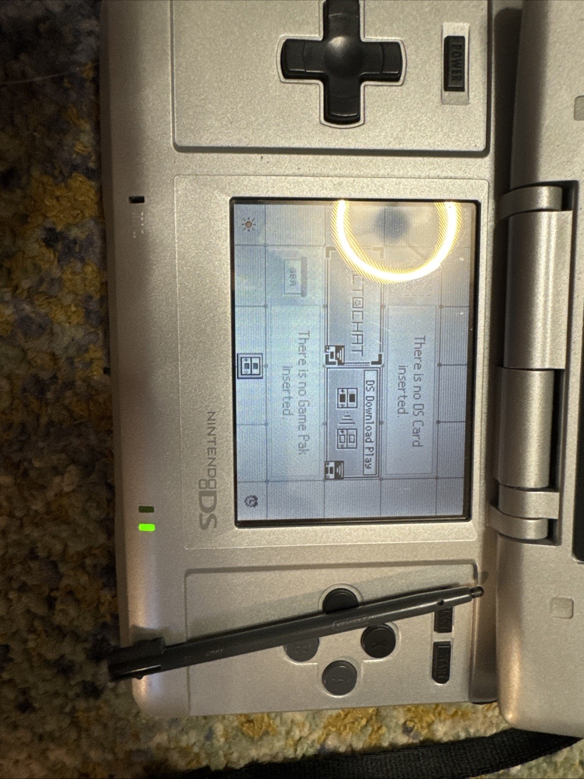 Nintendo DS Handheld System Silver with original wrist strap, stylus and charger